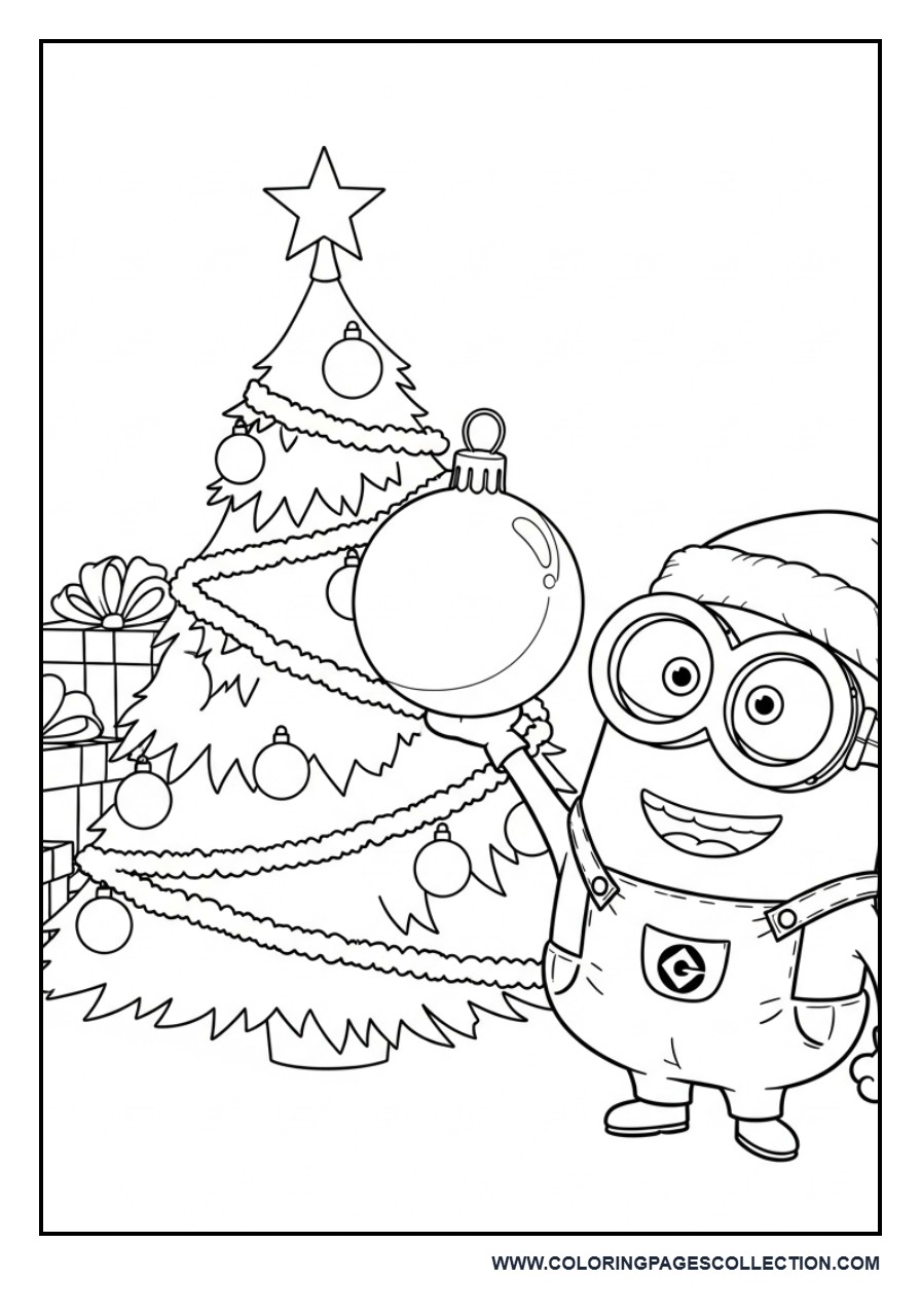Minion Decorating a Christmas Tree