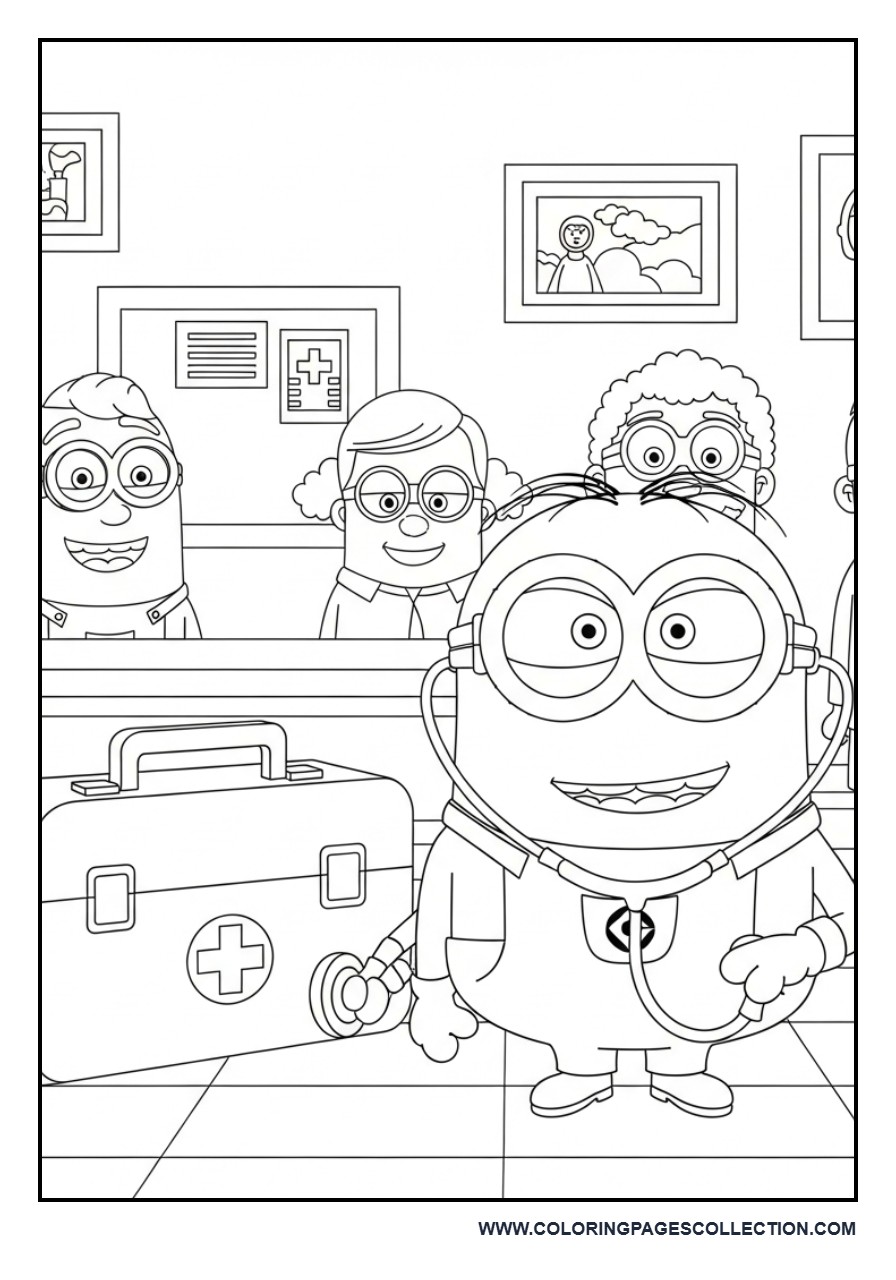 Minion Doctor Helping Patients