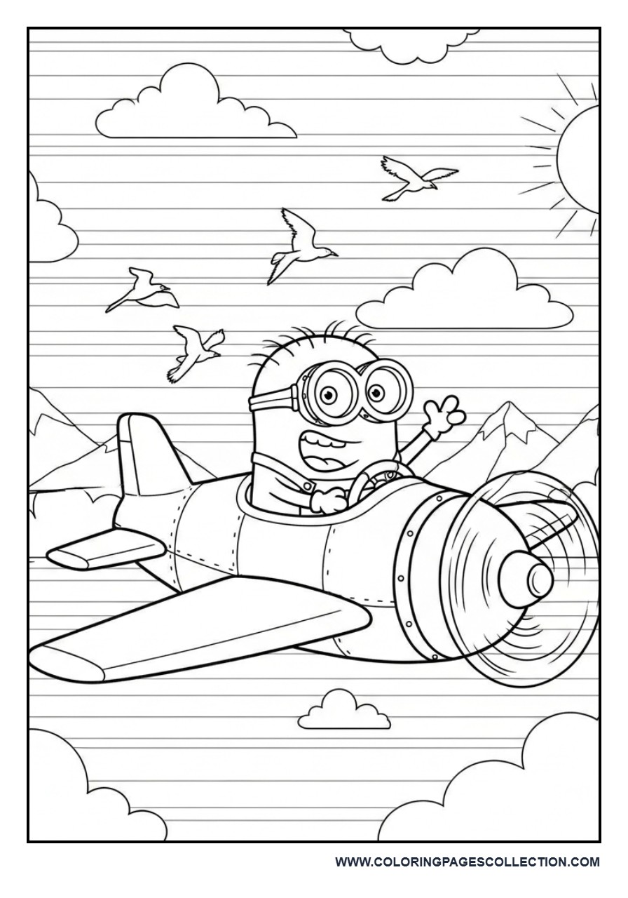 Minion Flying an Airplane