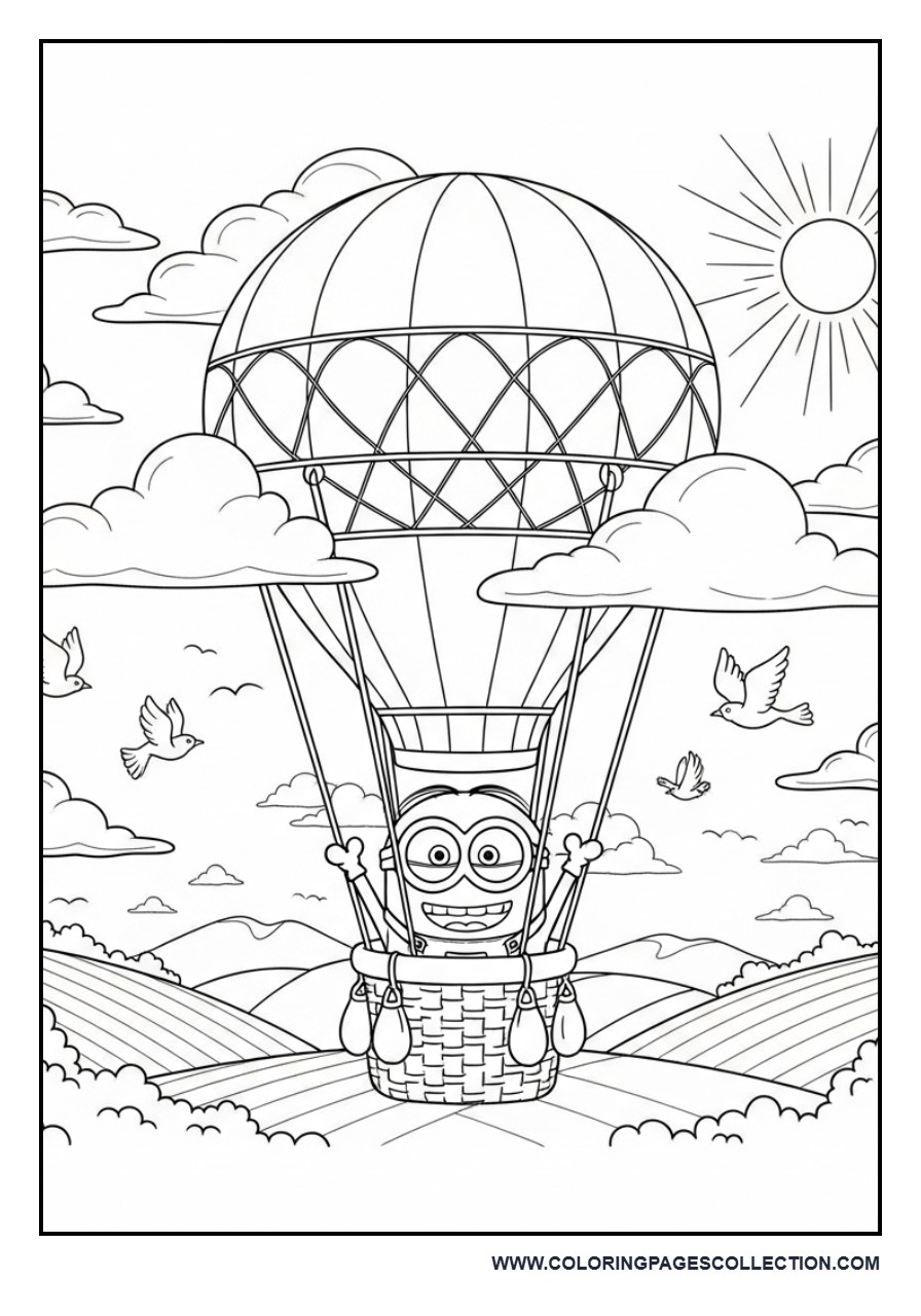 Minion Flying in a Hot Air Balloon
