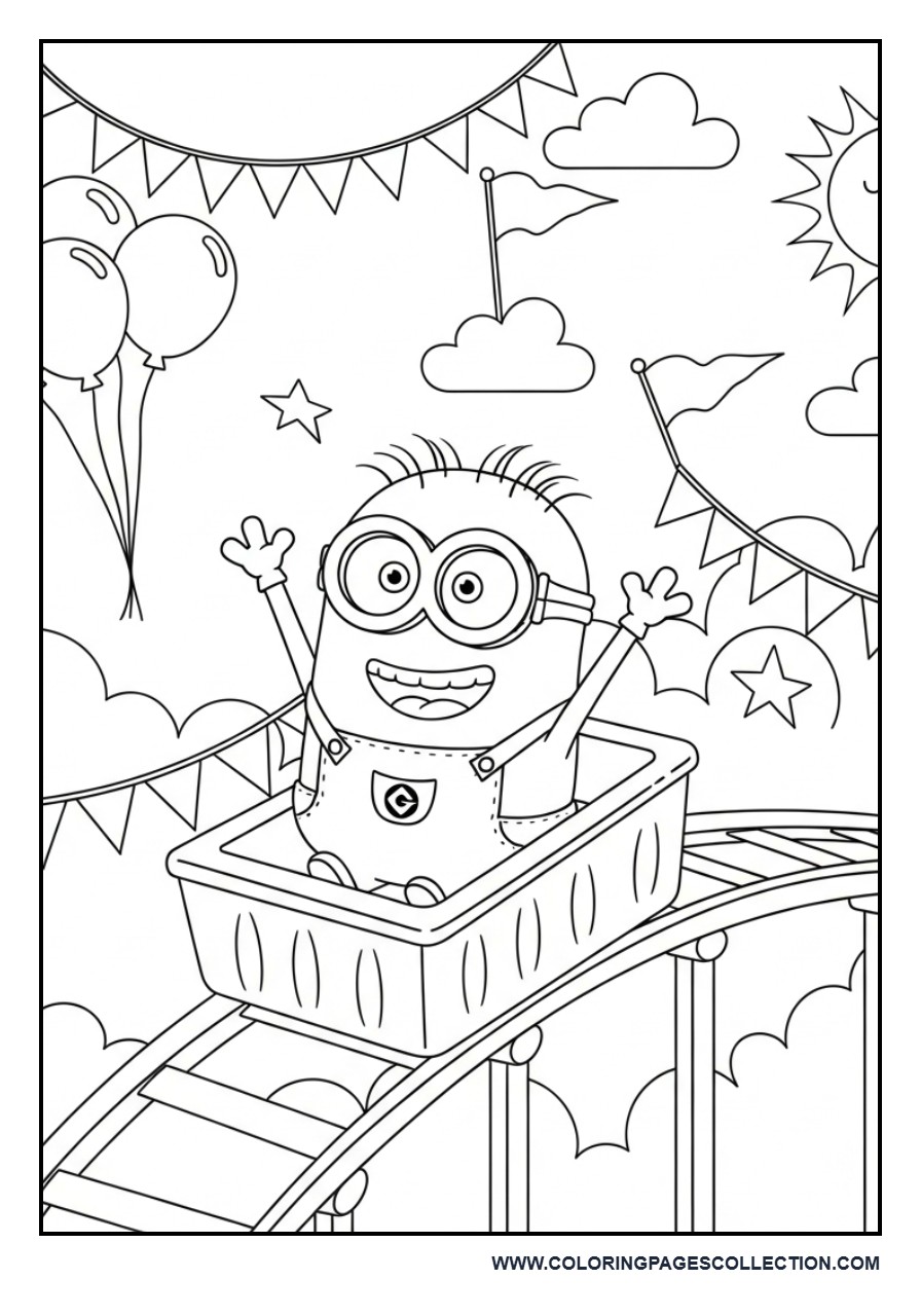 Minion Riding a Roller Coaster