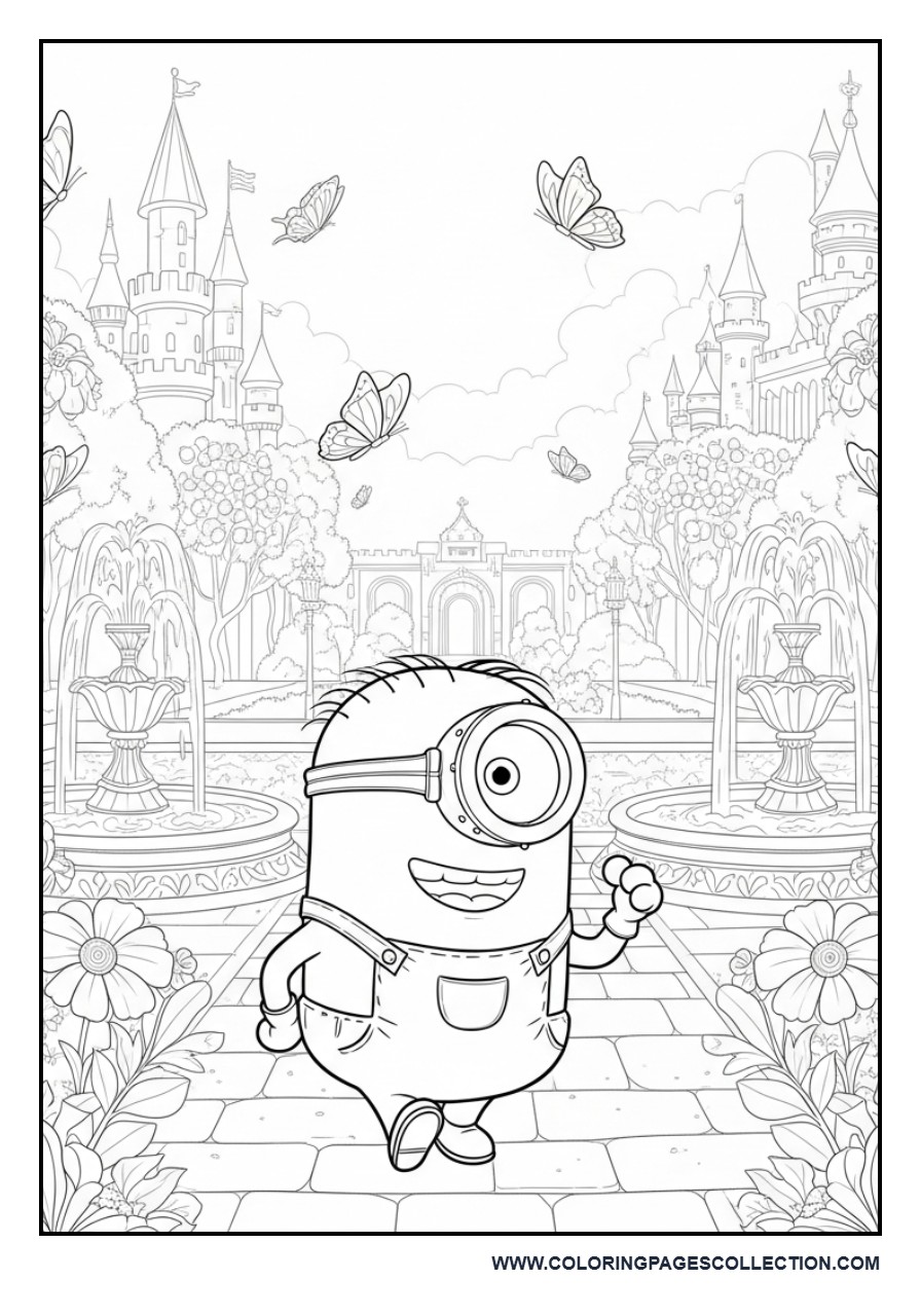 Minion Visiting a Castle Garden