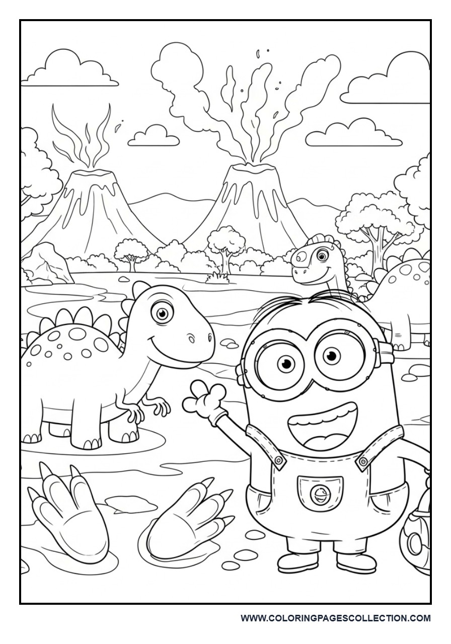 Minion Visiting a Dinosaur Park
