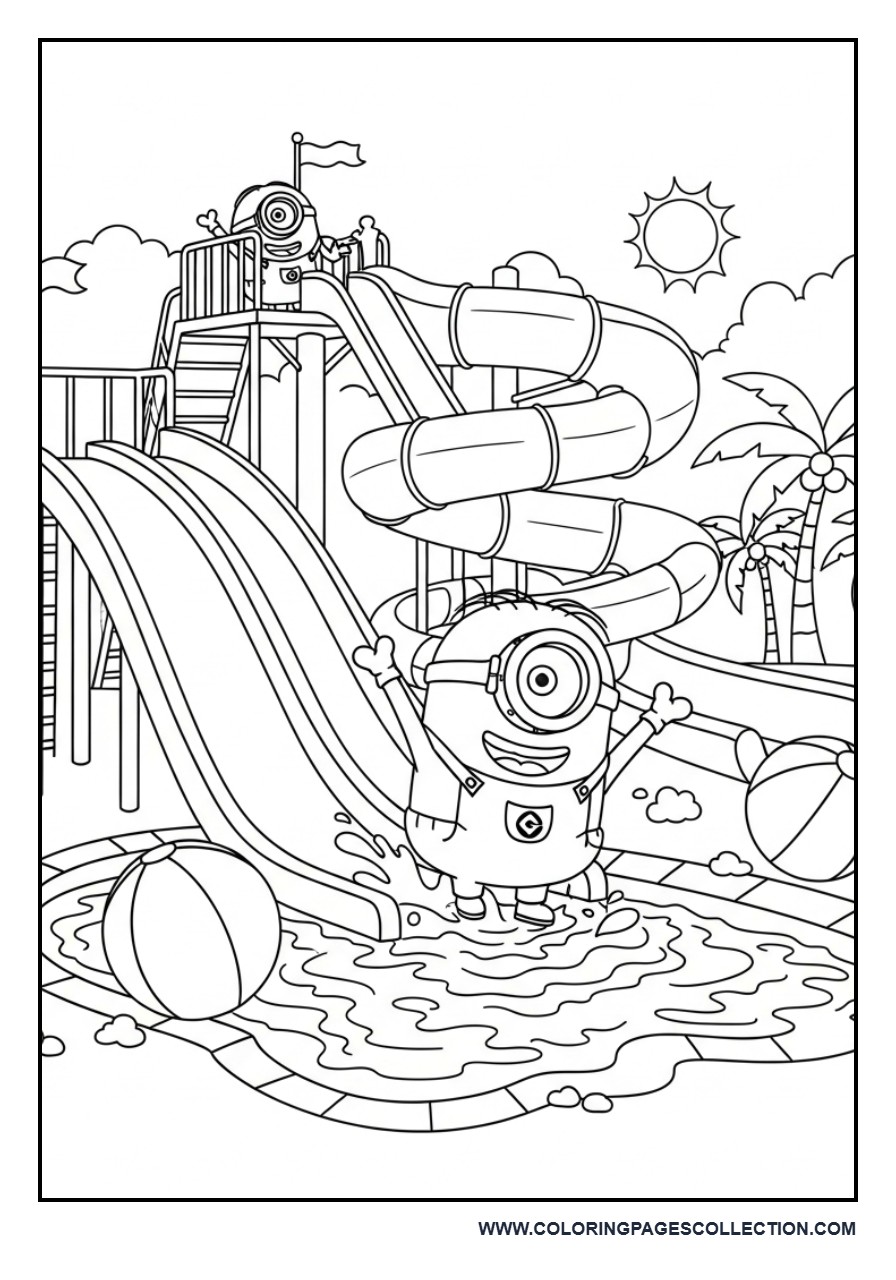 Minion Visiting a Water Park