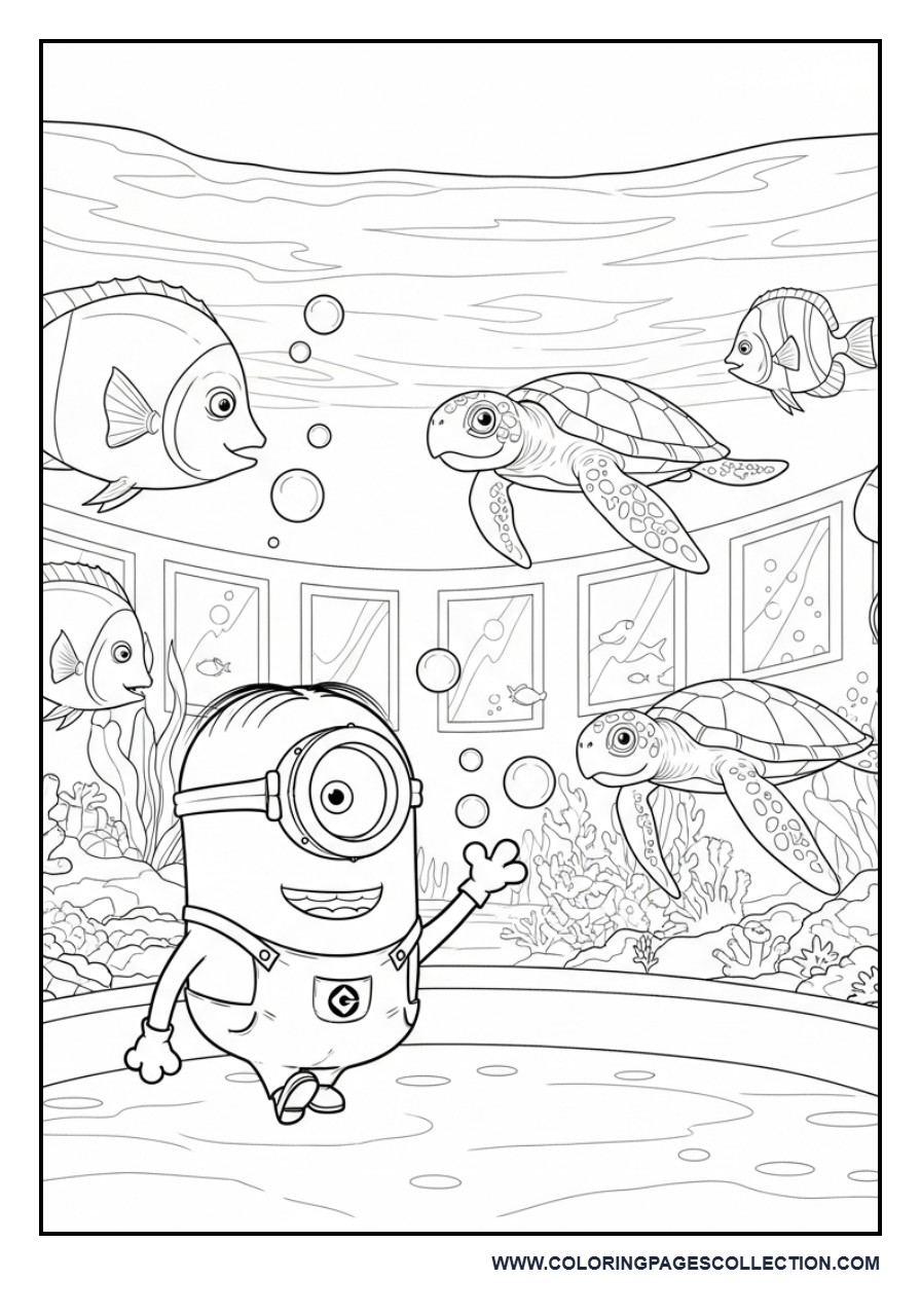 Minion Visiting an Aquarium