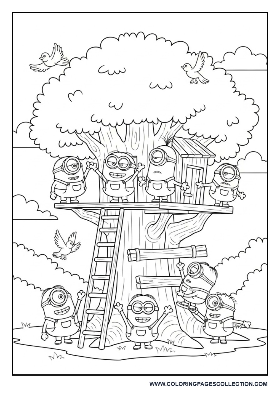 Minions Building a Treehouse