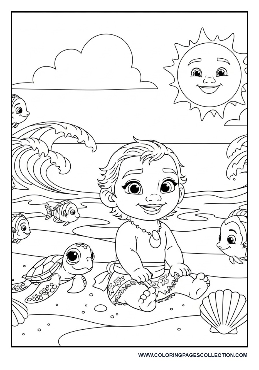 Baby Moana with Ocean Friends