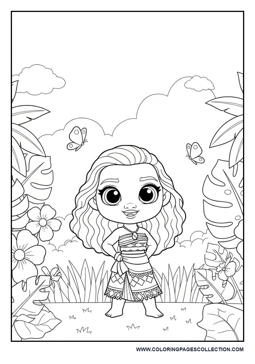 Chibi Moana in a Tropical Garden