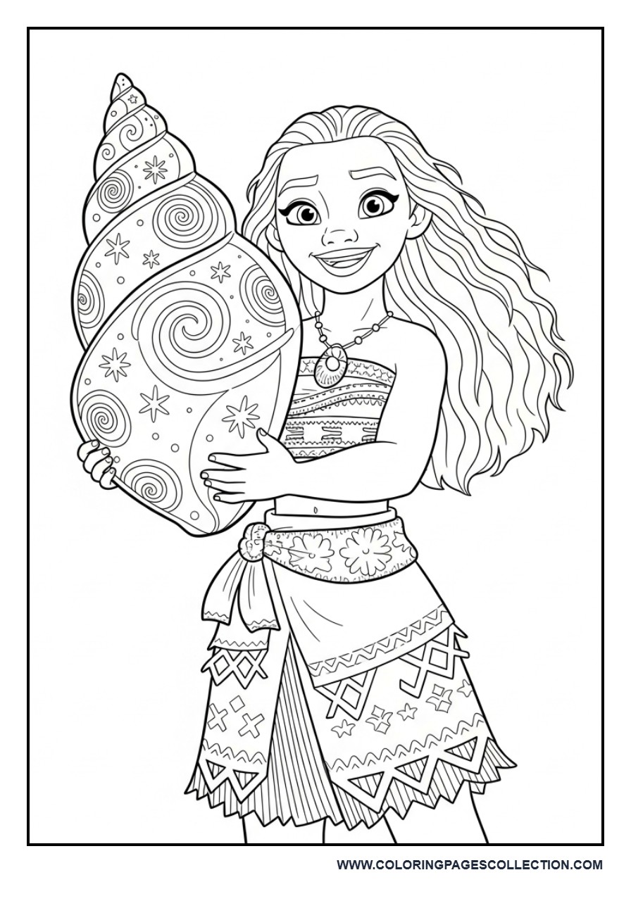 Moana Holding a Seashell