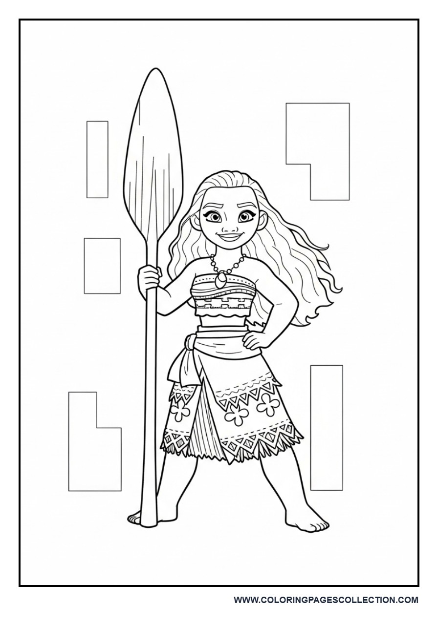 Moana Holding an Oar