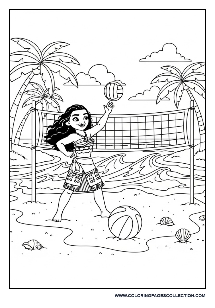 Moana Playing Beach Volleyball