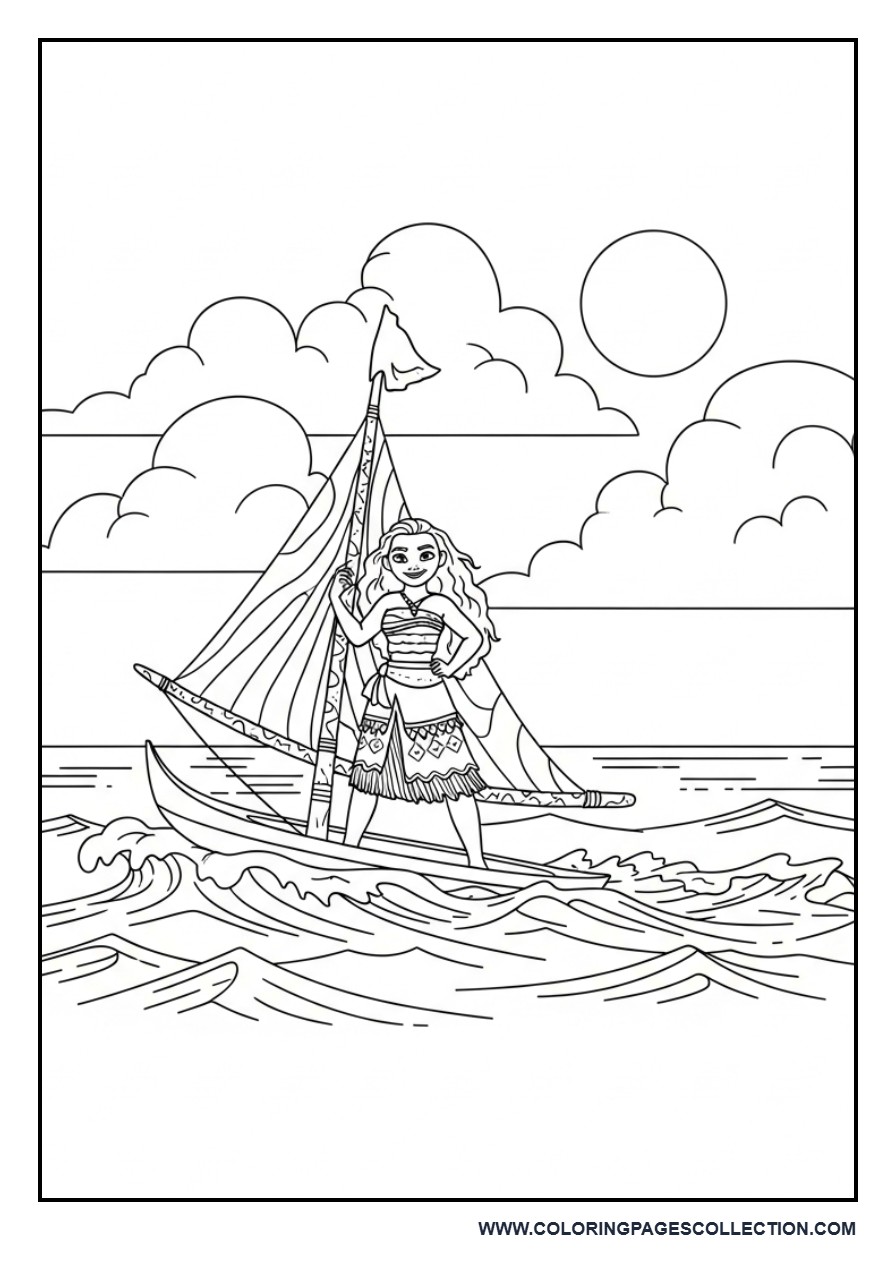 Moana Sailing Across the Ocean