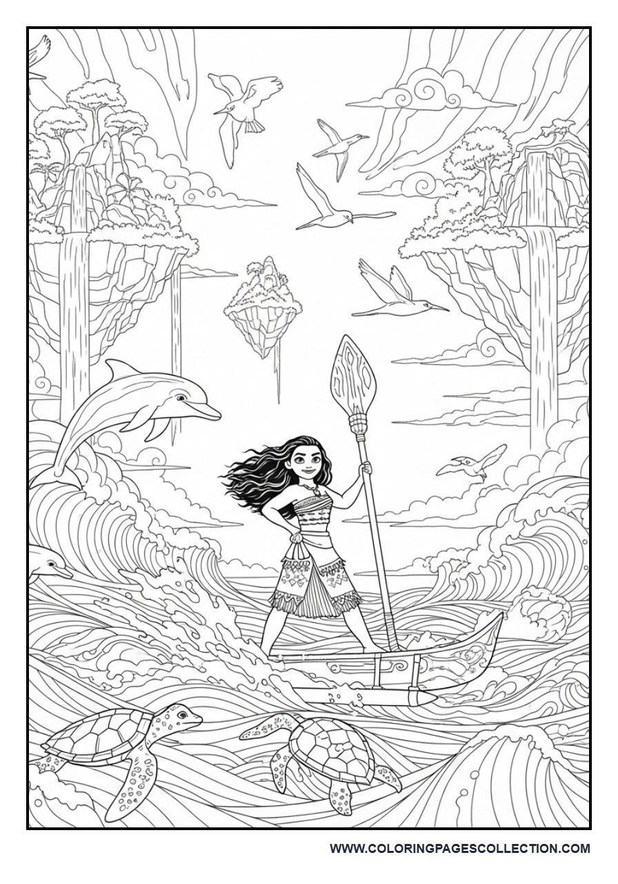 Moana Sailing Through a Fantasy Ocean