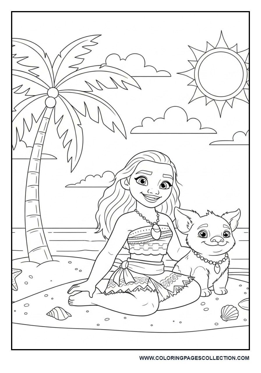 Moana with Pua on a Tropical Island