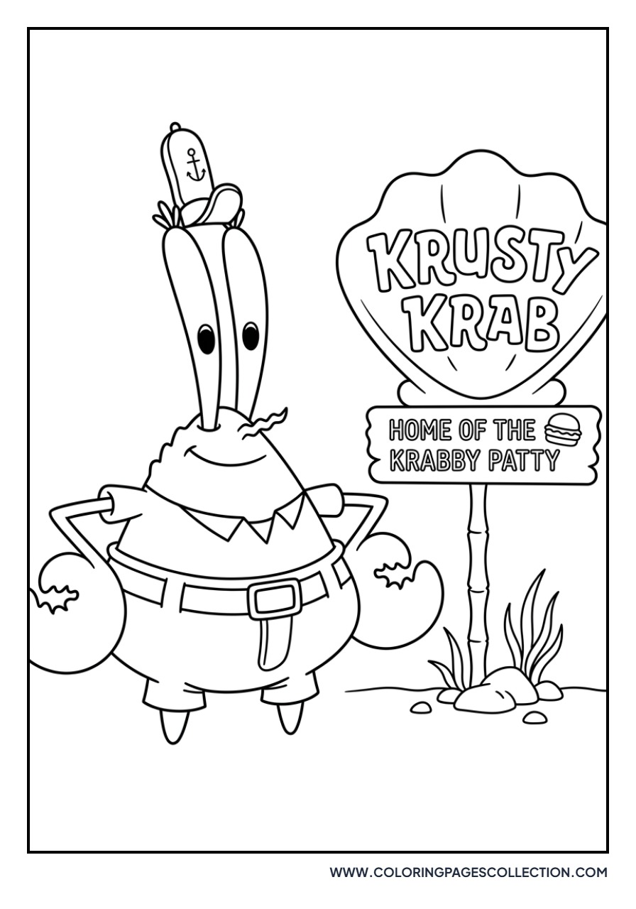 Mr. Krabs and the Krusty Krab sign