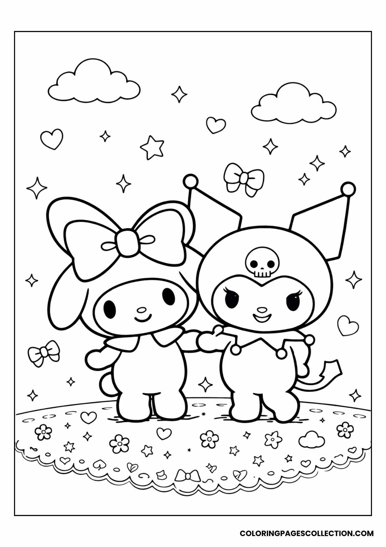my melody and kuromi coloring page