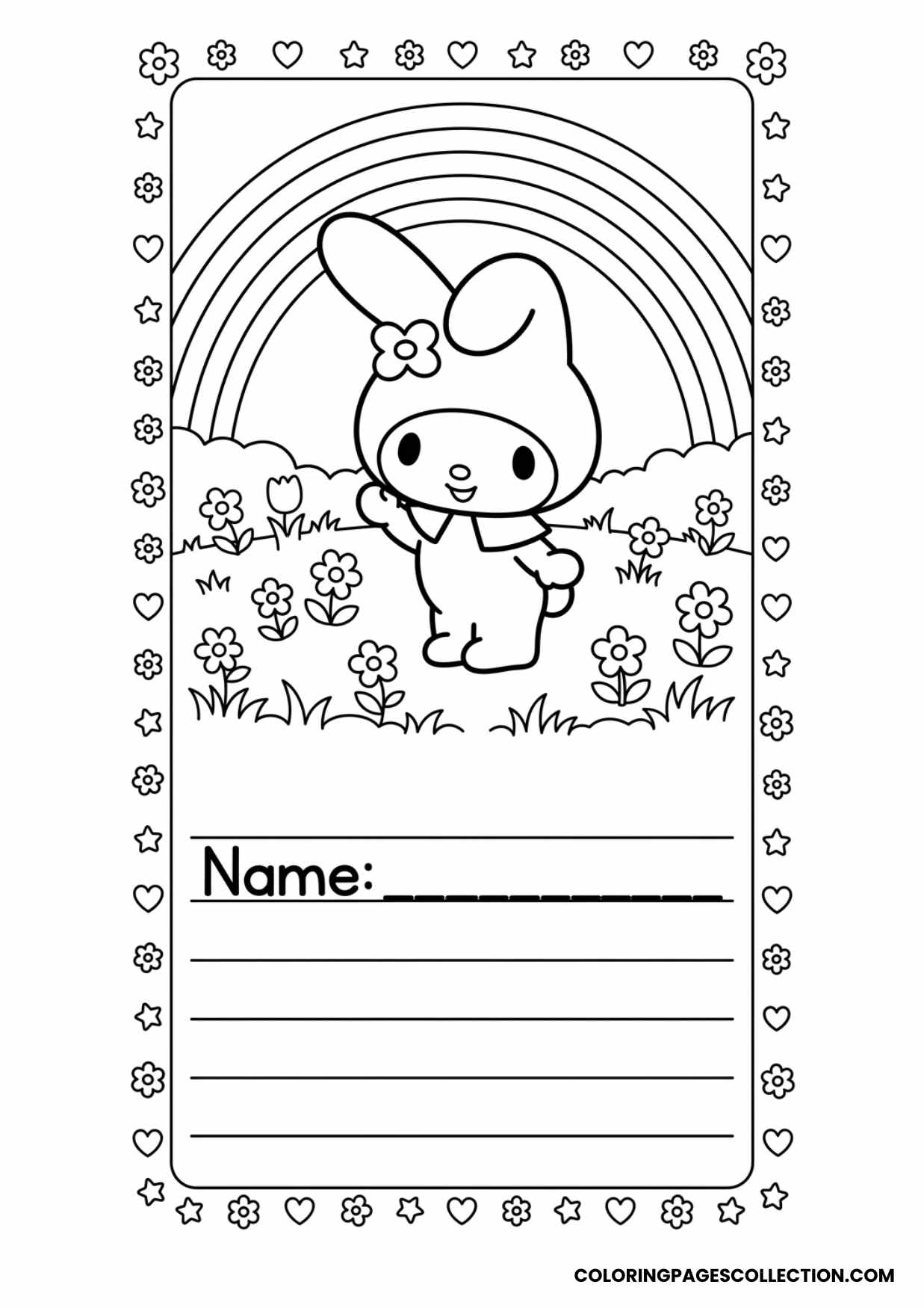 my melody worksheet layout with background coloring page