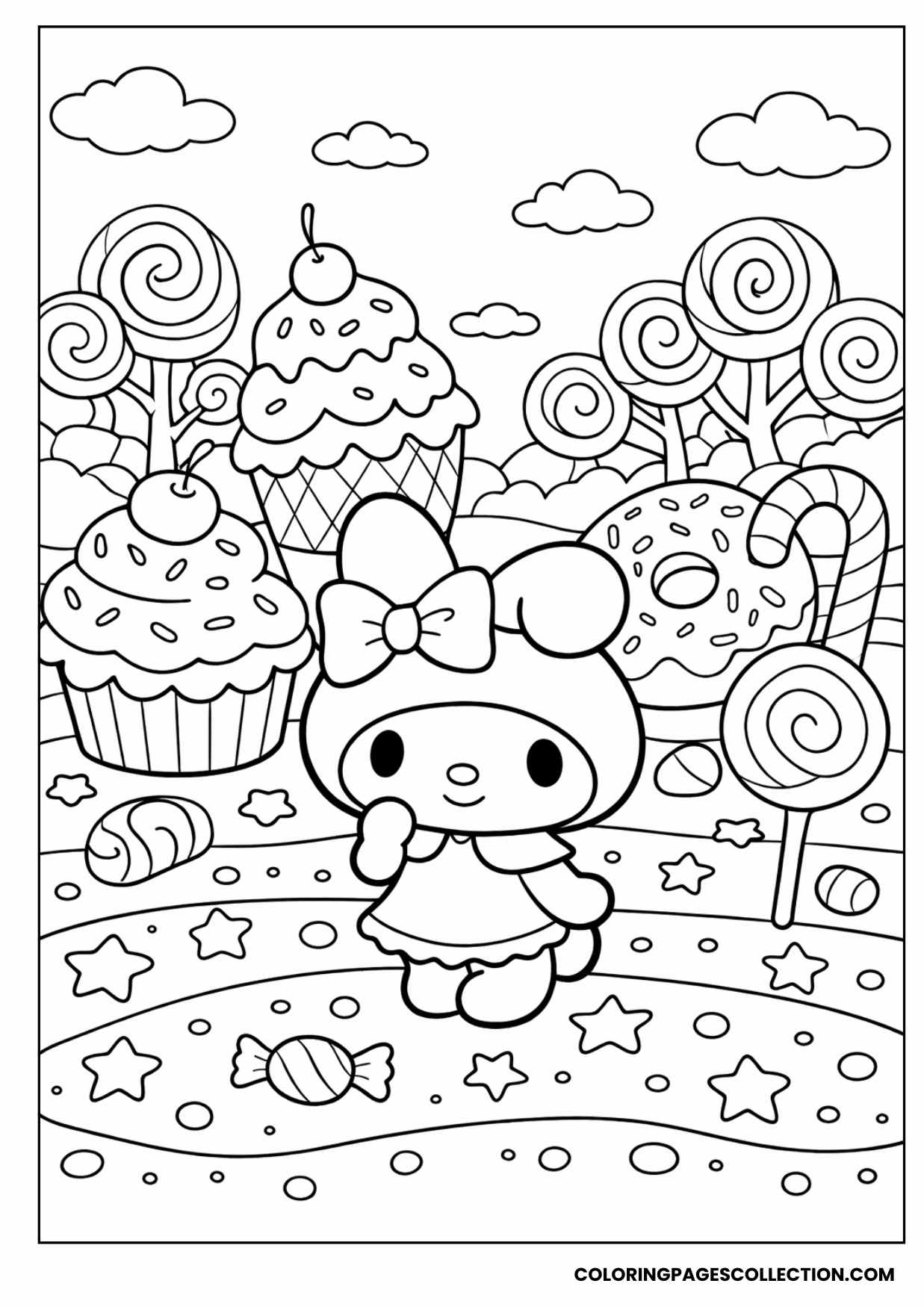 my melody dessert wonderland coloring page