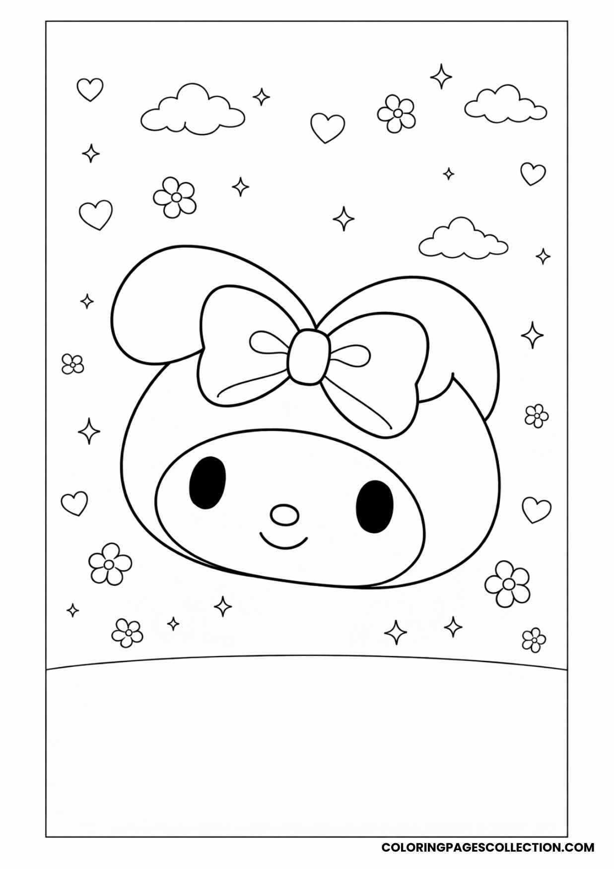 ultra simple my melody face coloring page