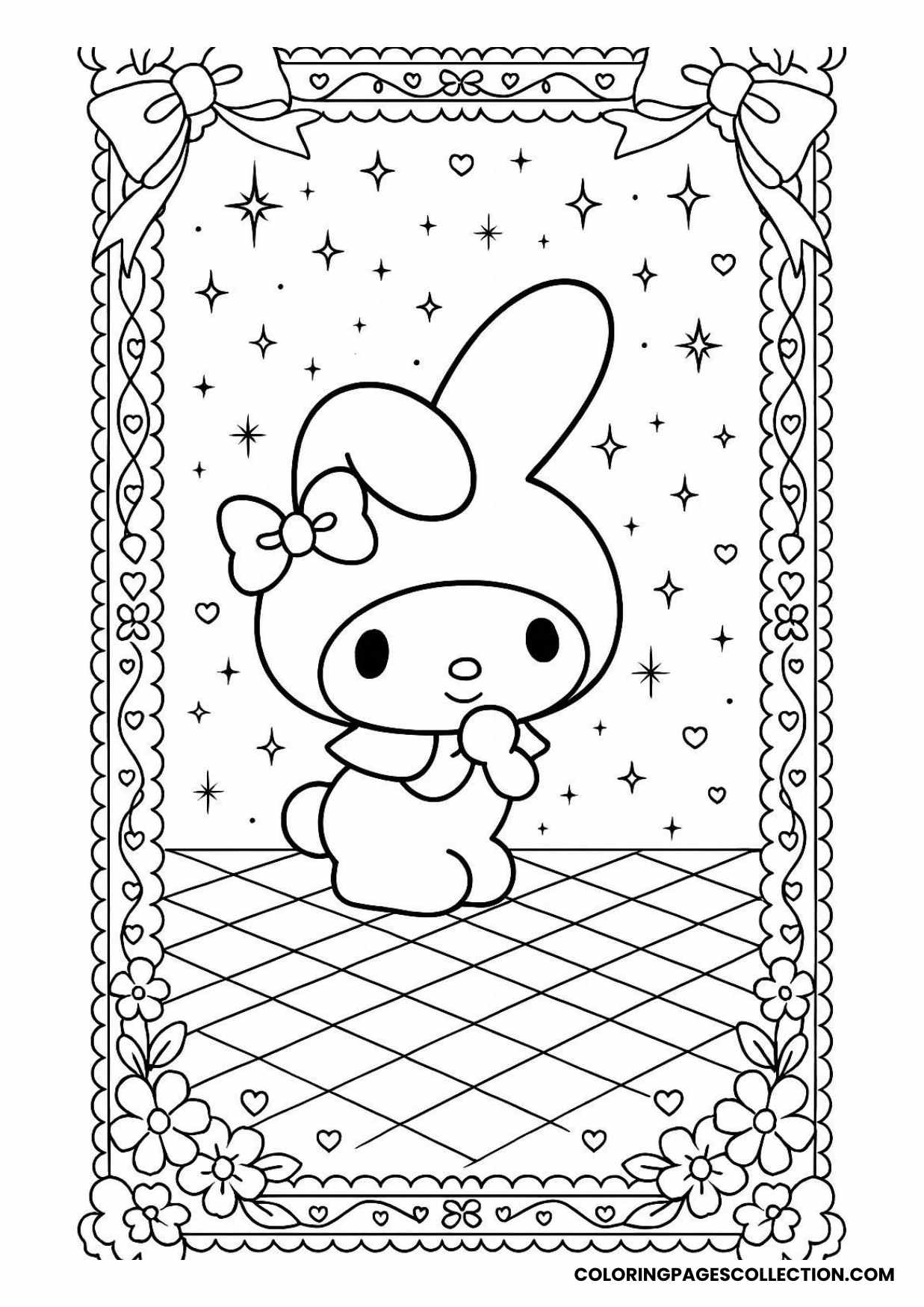 my melody decorative frame poster page coloring page