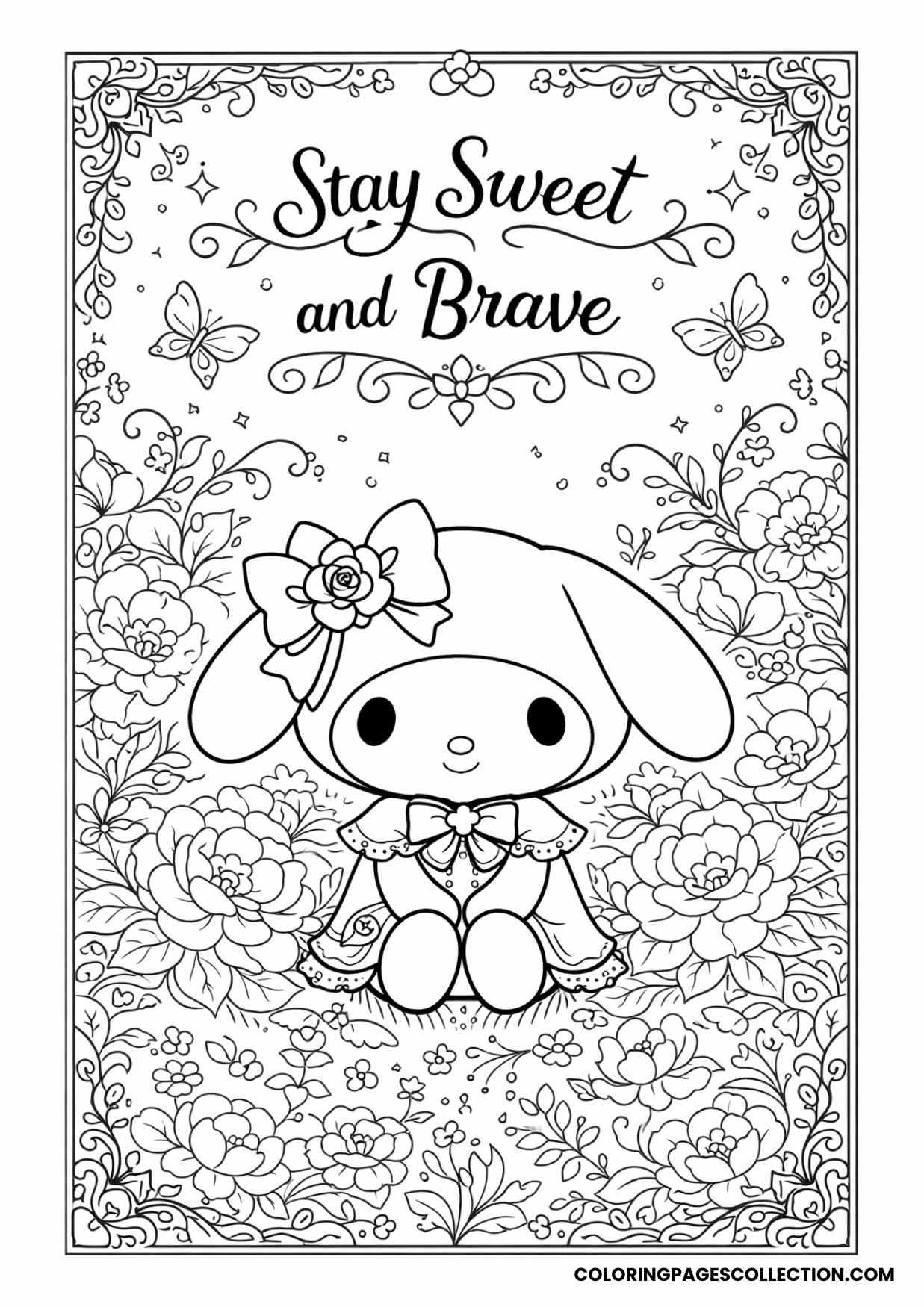inspirational quote floral page coloring page