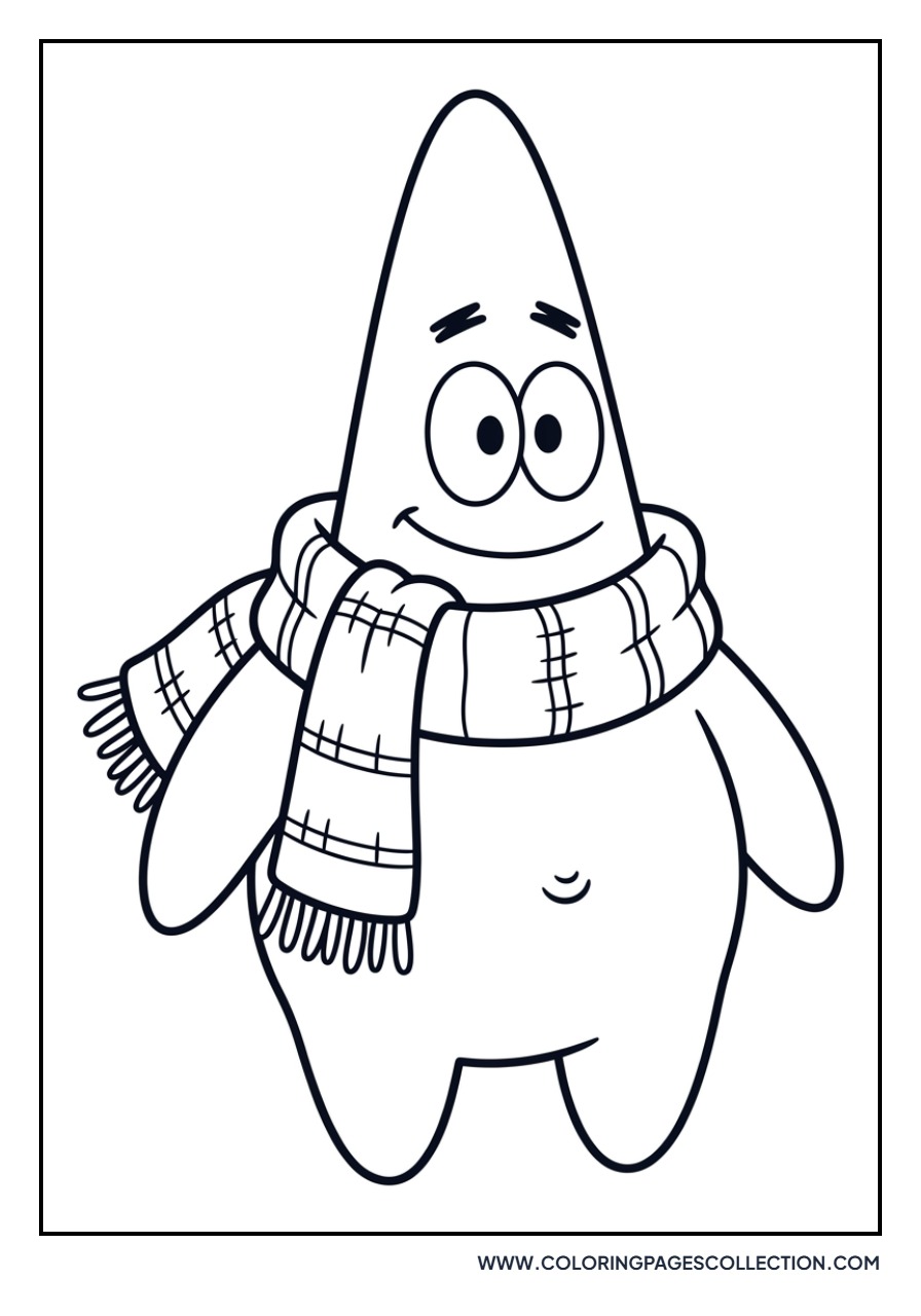 Patrick Star in Winter Scarf