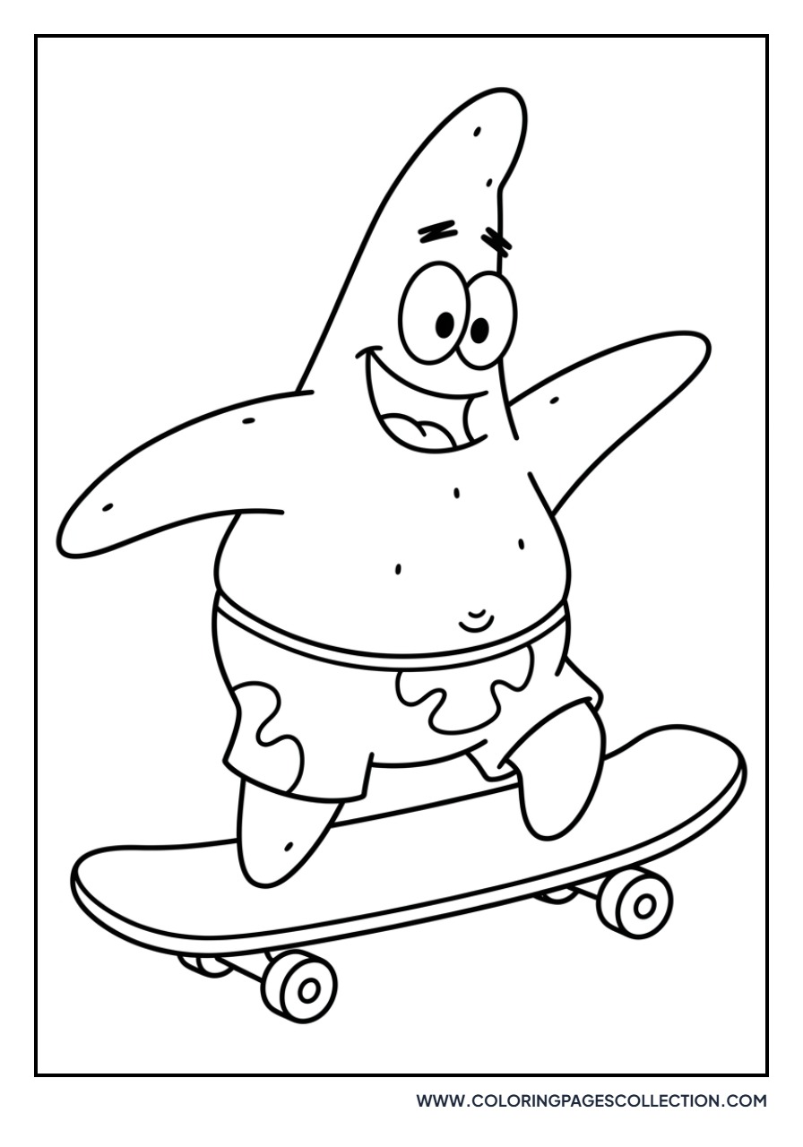 Patrick Star on a Skateboard
