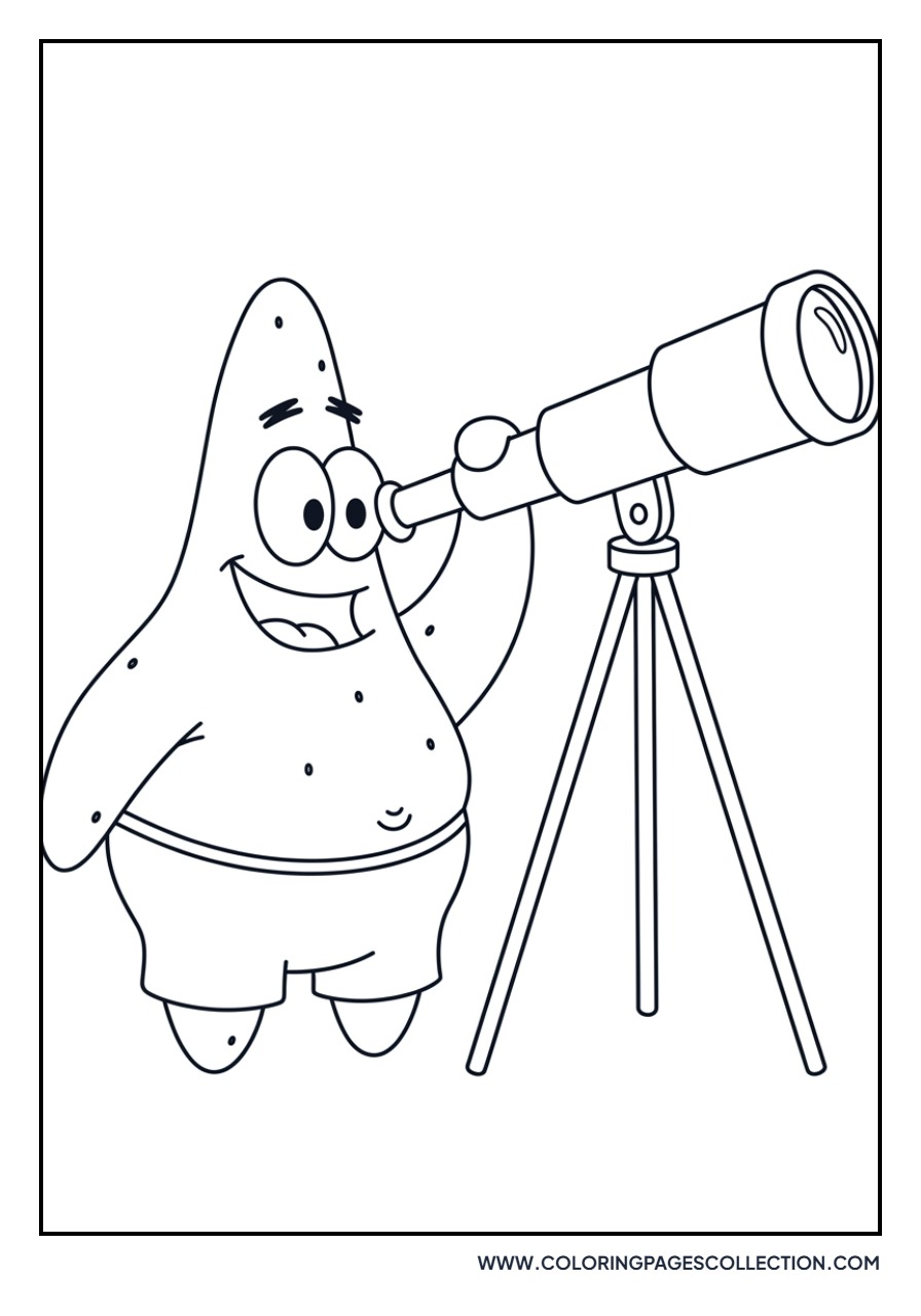 Patrick Star with a Telescope