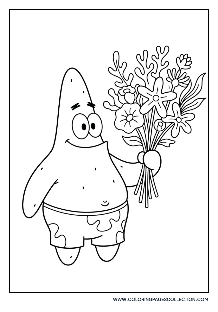 Patrick Star with Flowers