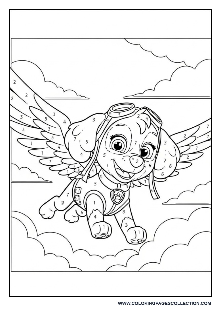 Color by Number Skye Flying