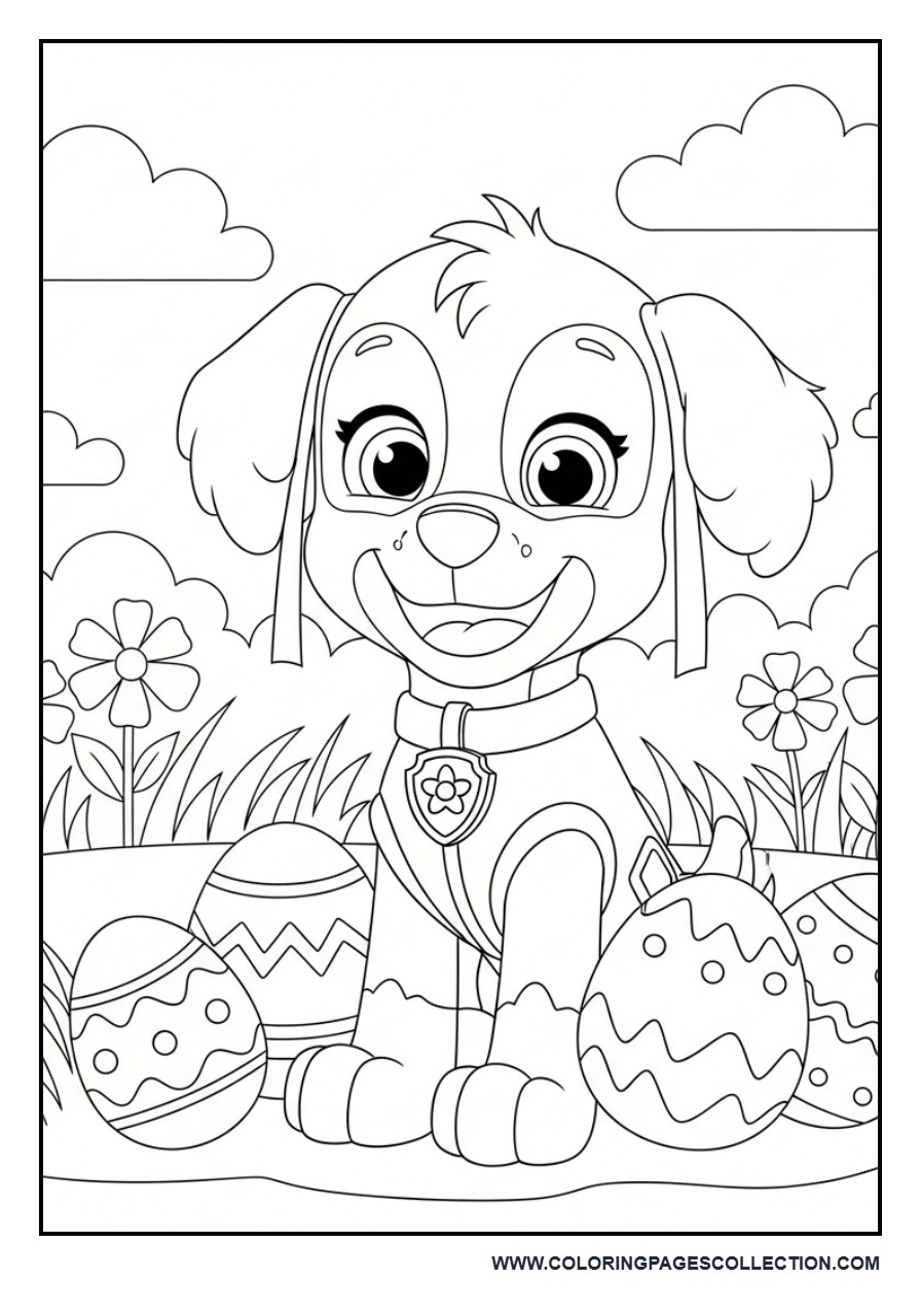 Easter Puppy with Eggs