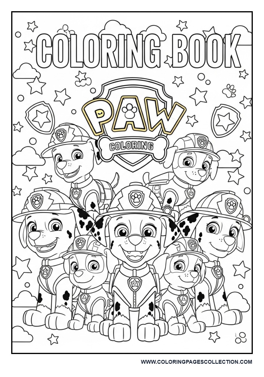 Paw Patrol Style Coloring Book Cover