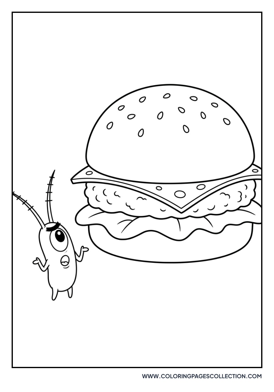 Plankton and a Giant Krabby Patty