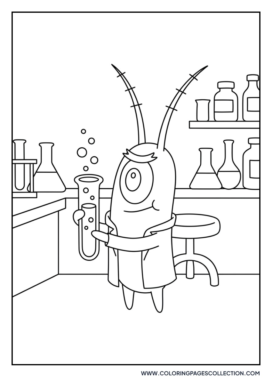 Plankton Holding a Test Tube