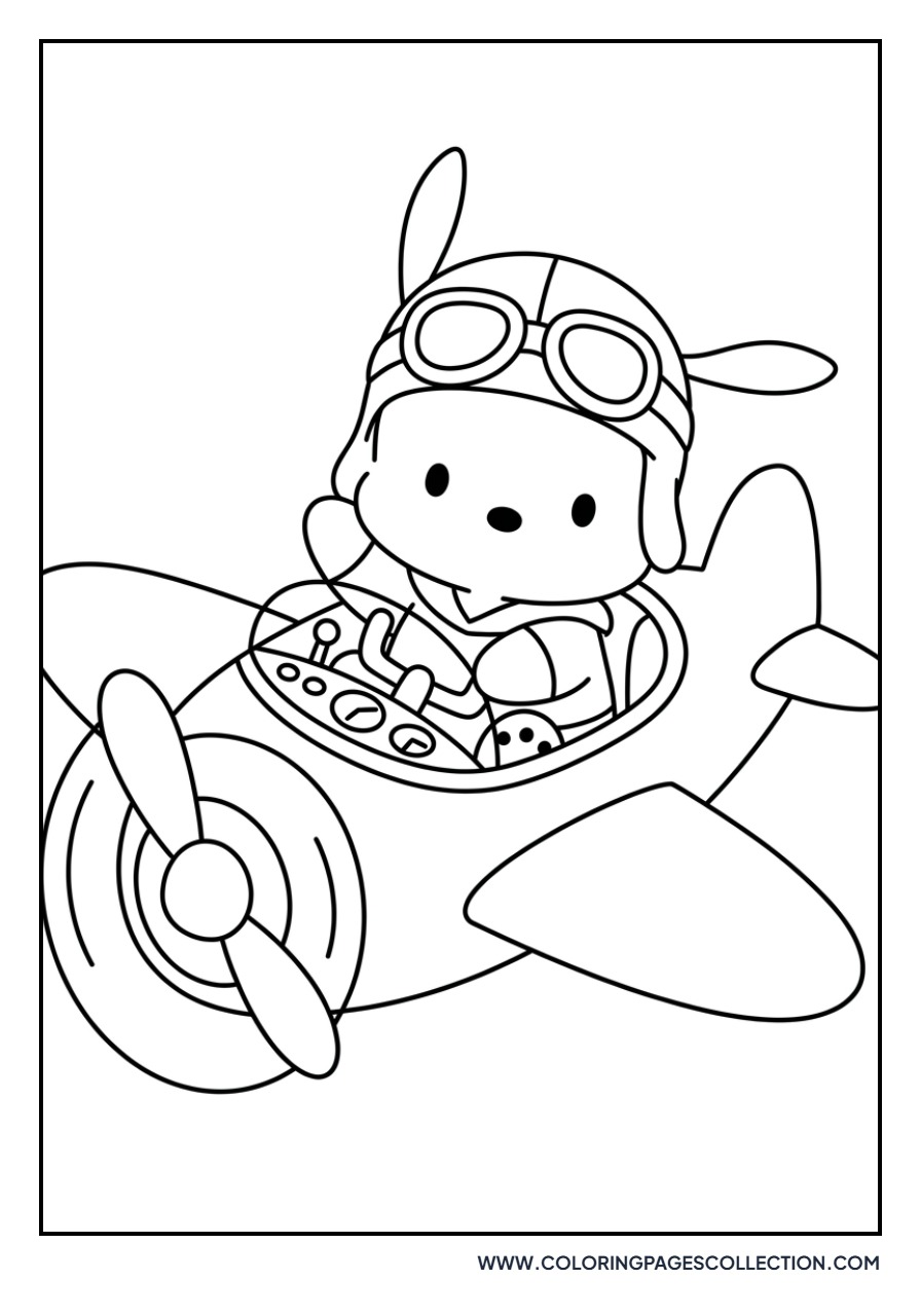 Pochacco Flying a Plane