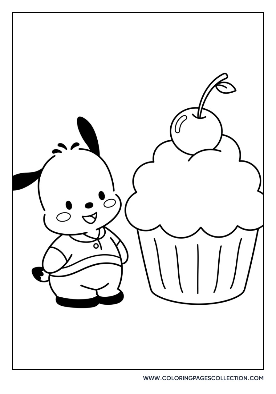 Pochacco with a Cupcake