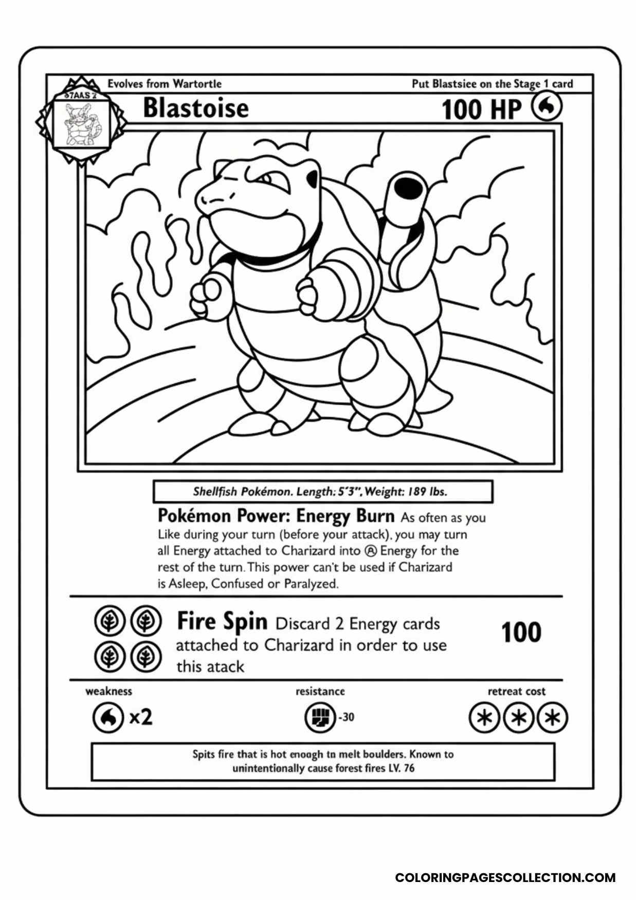 blastoise pokemon card coloring page