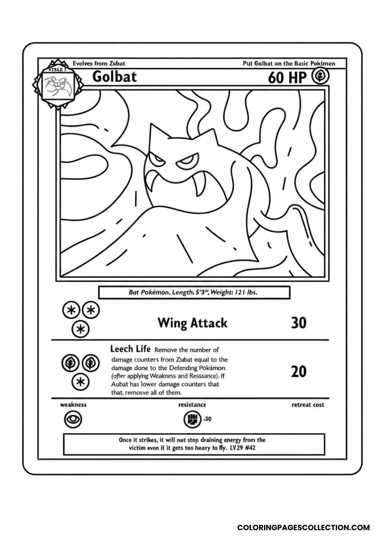 golbat pokemon card coloring page