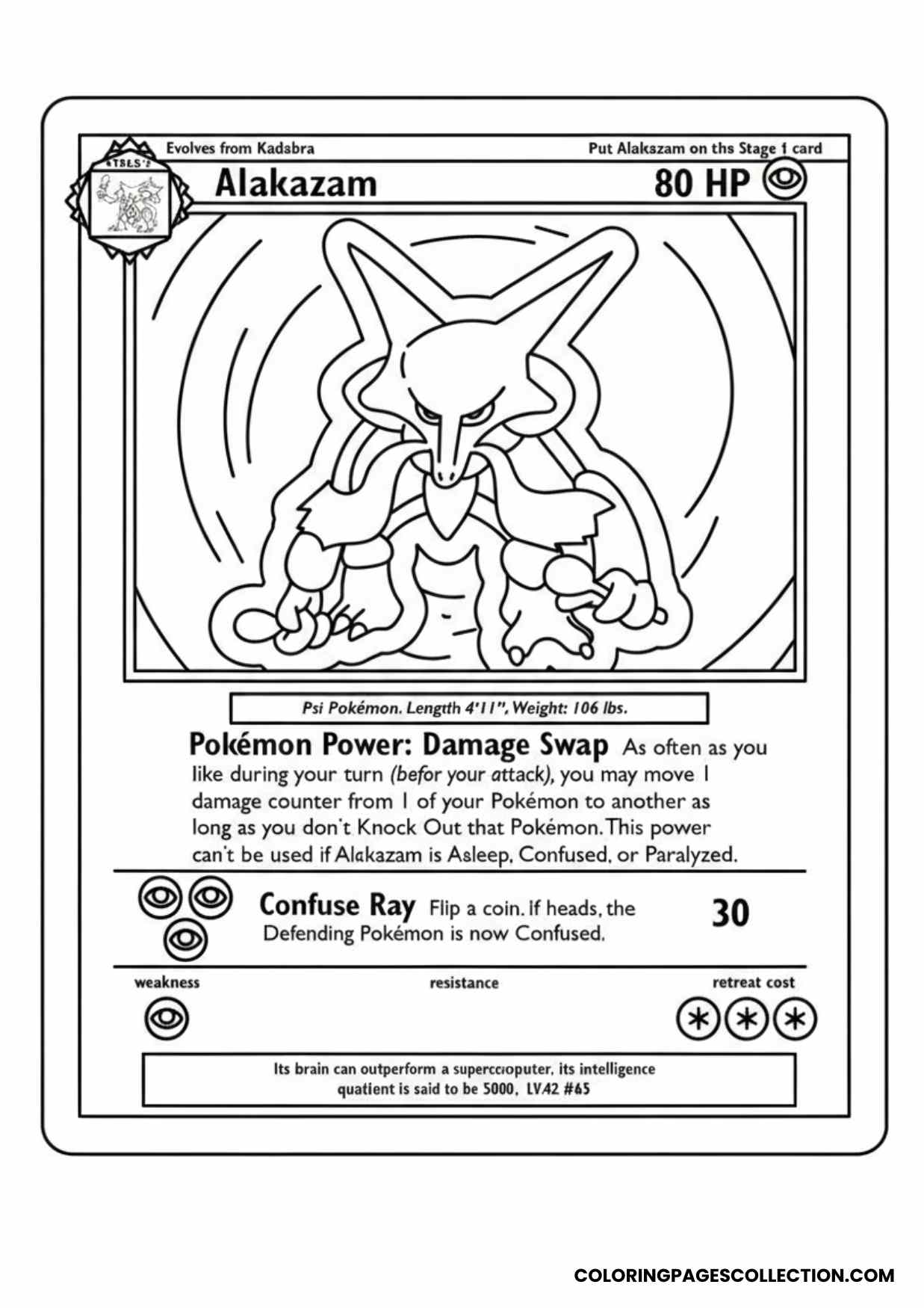 alakazam pokemon card coloring page