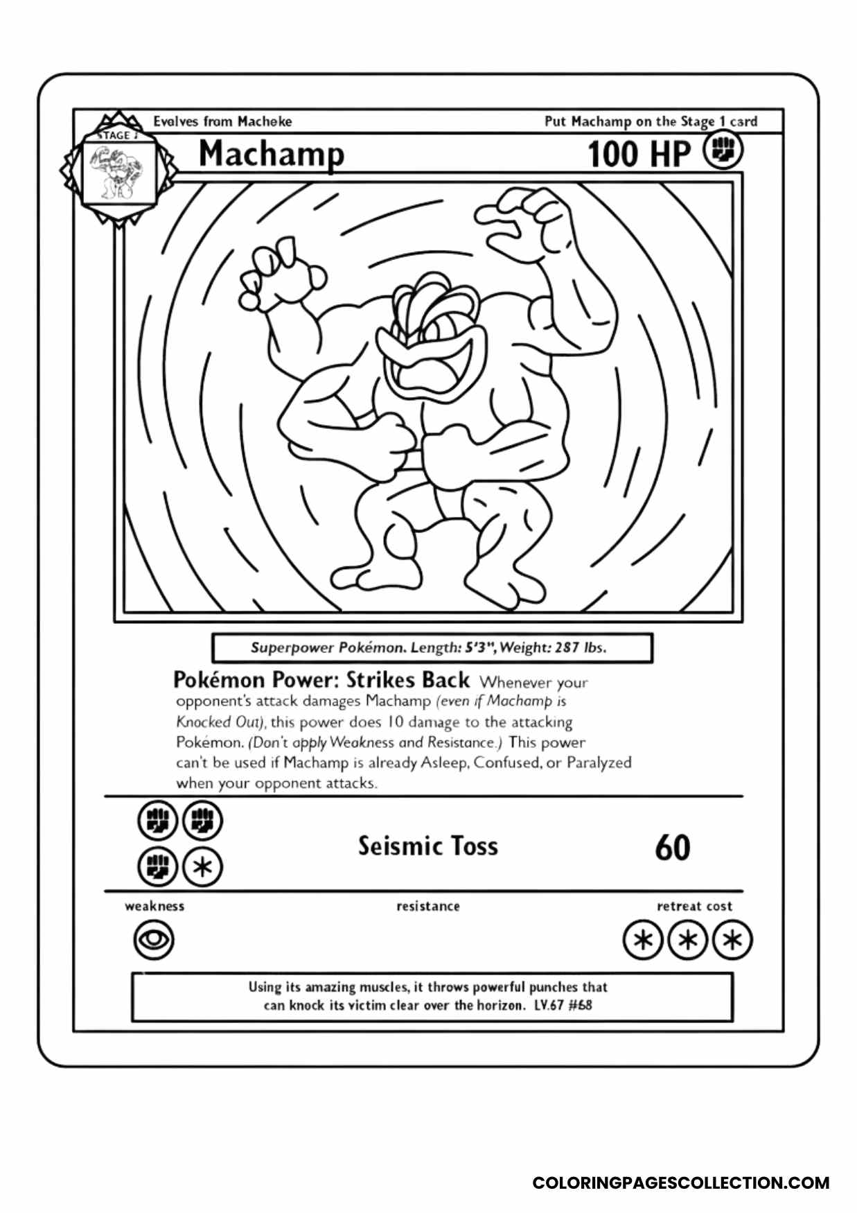 machamp pokemon card coloring page