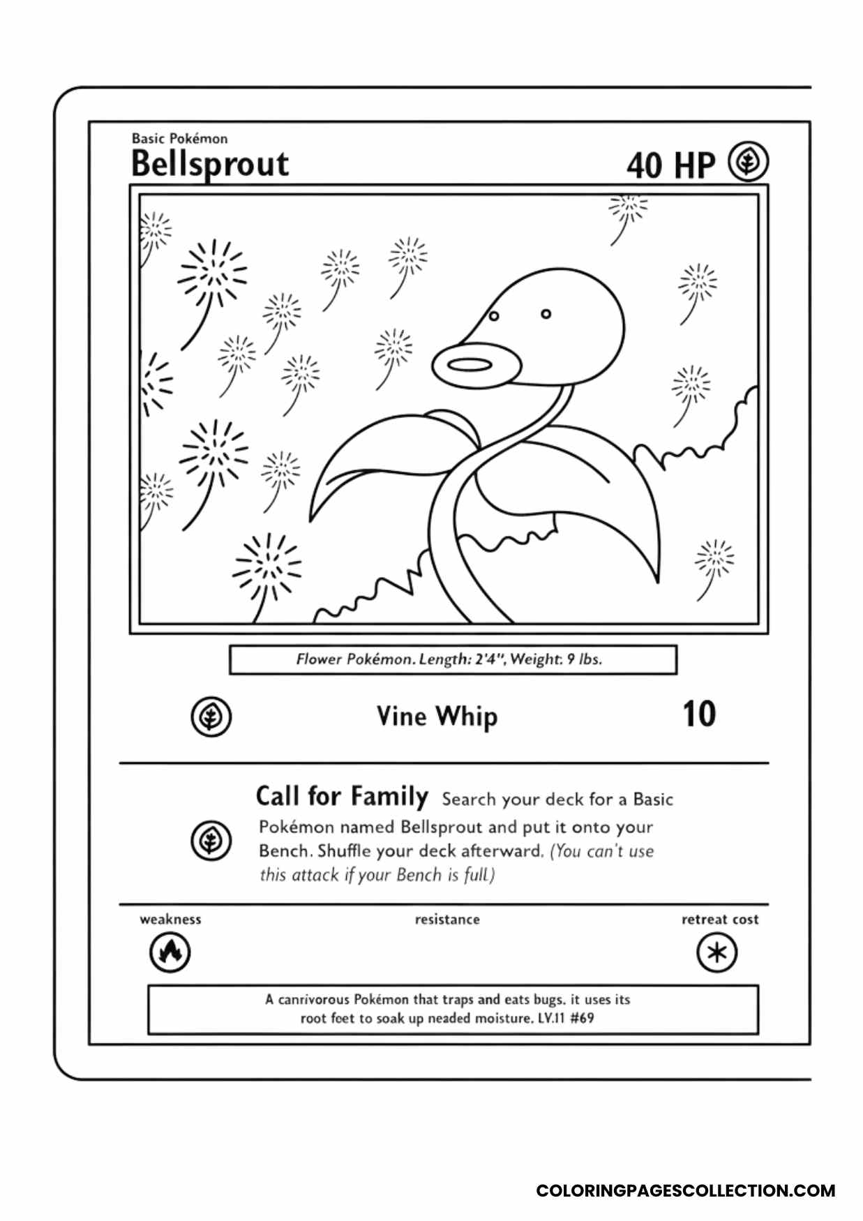 bellsprout pokemon card coloring page