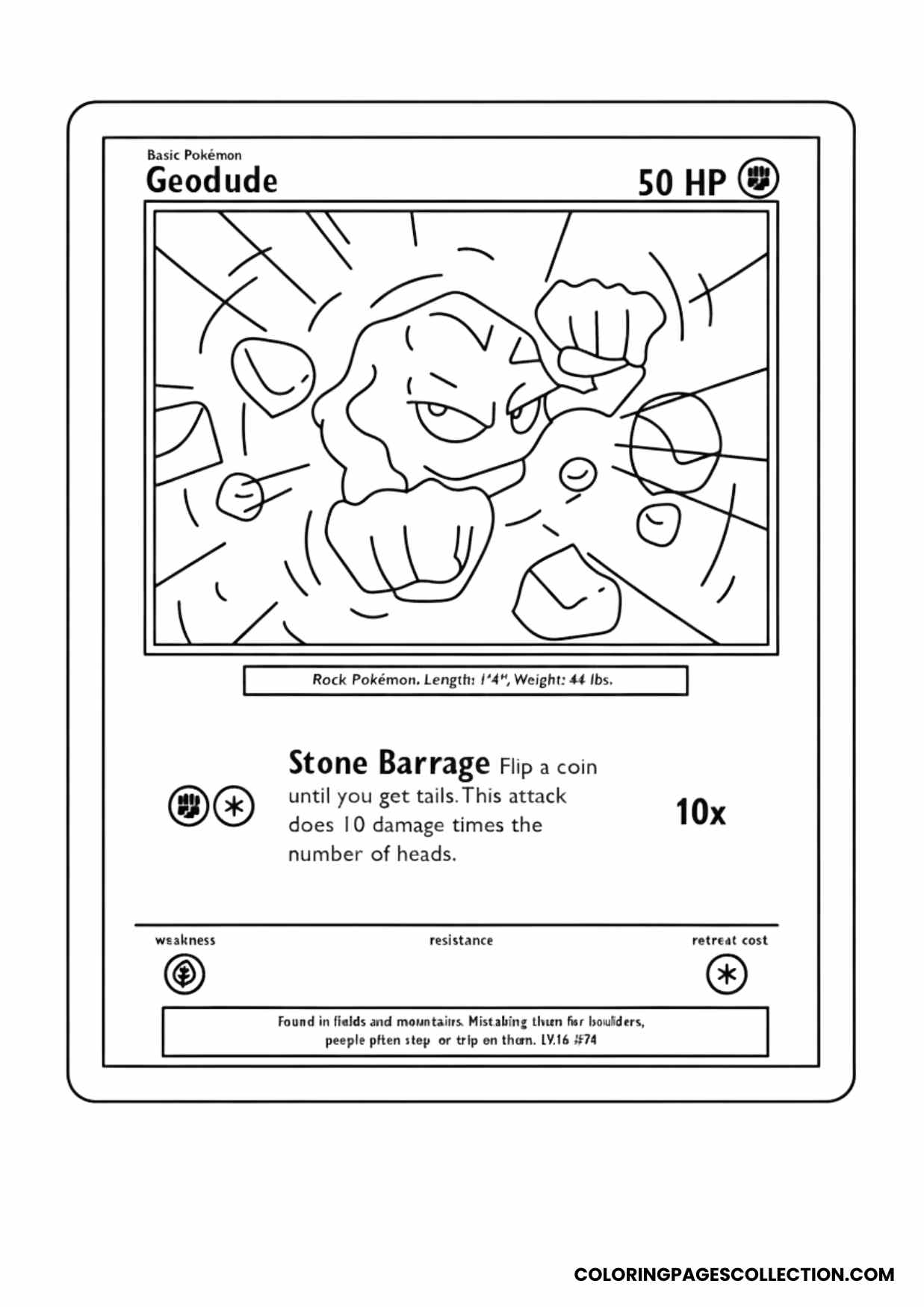 geodude pokemon card coloring page