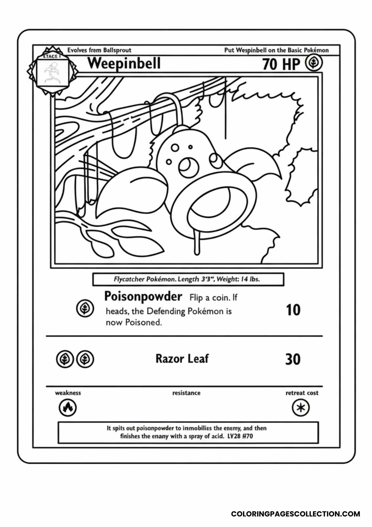 weepinbell pokemon card coloring page