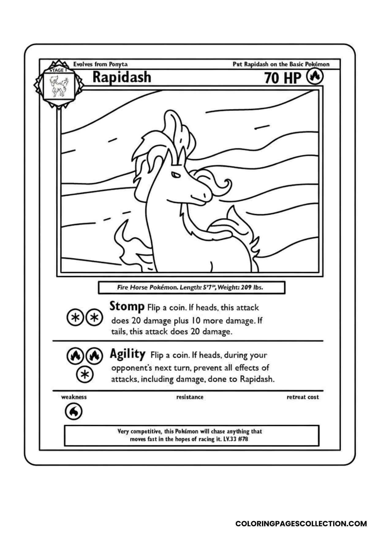 rapidash pokemon card coloring page