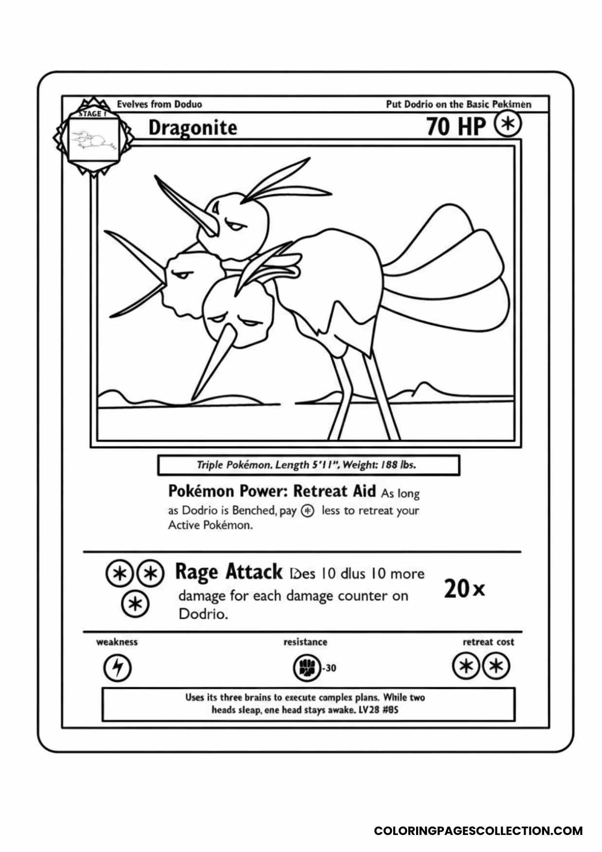 dragonite pokemon card coloring page