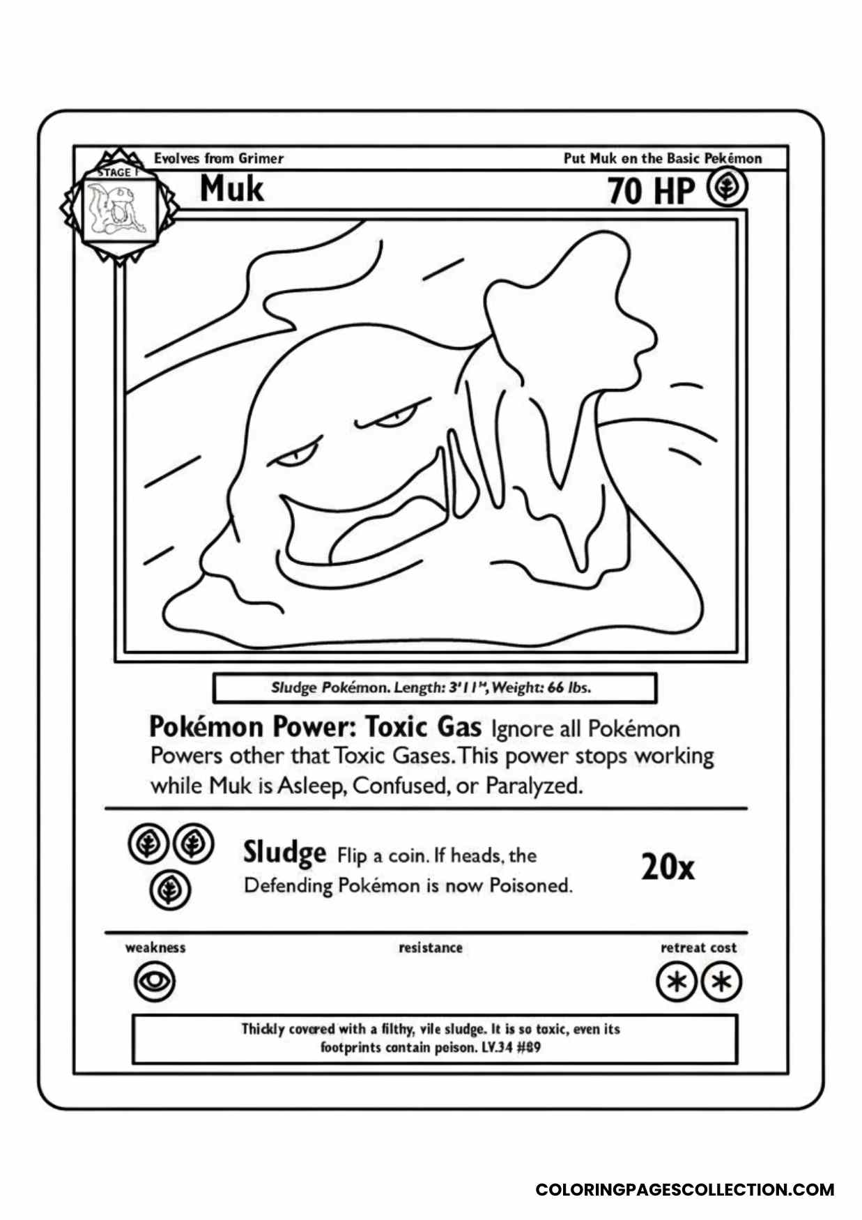 muk pokemon card coloring page