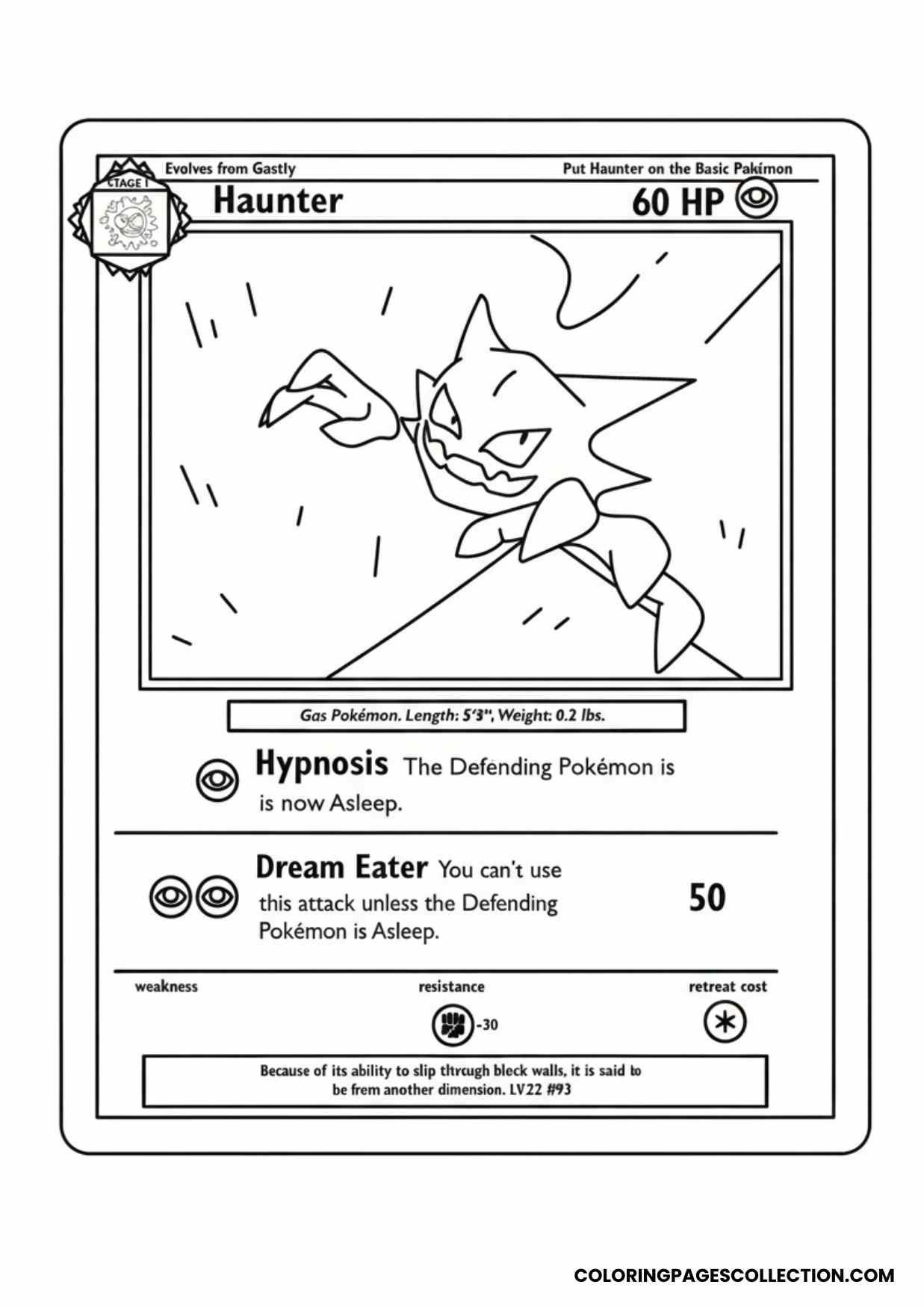 haunter pokemon card coloring page