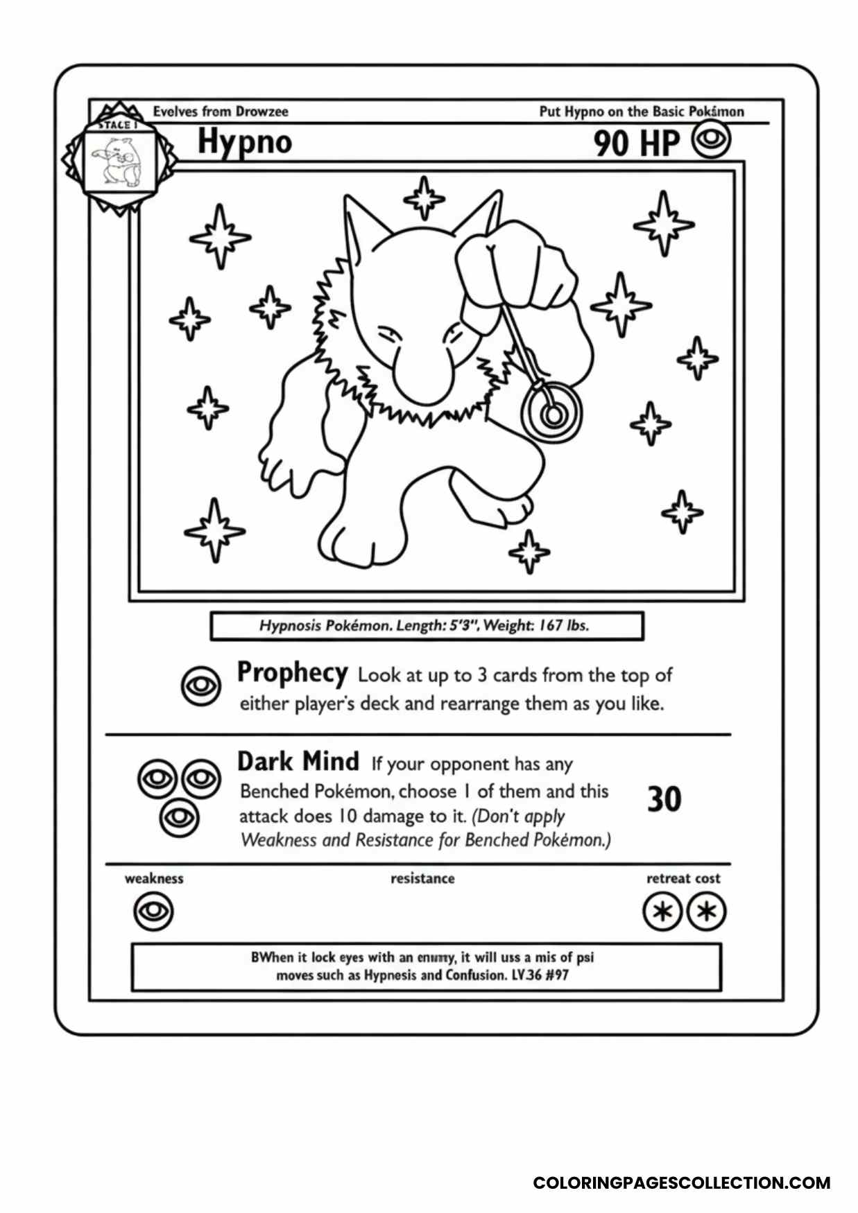 hypno pokemon card coloring page