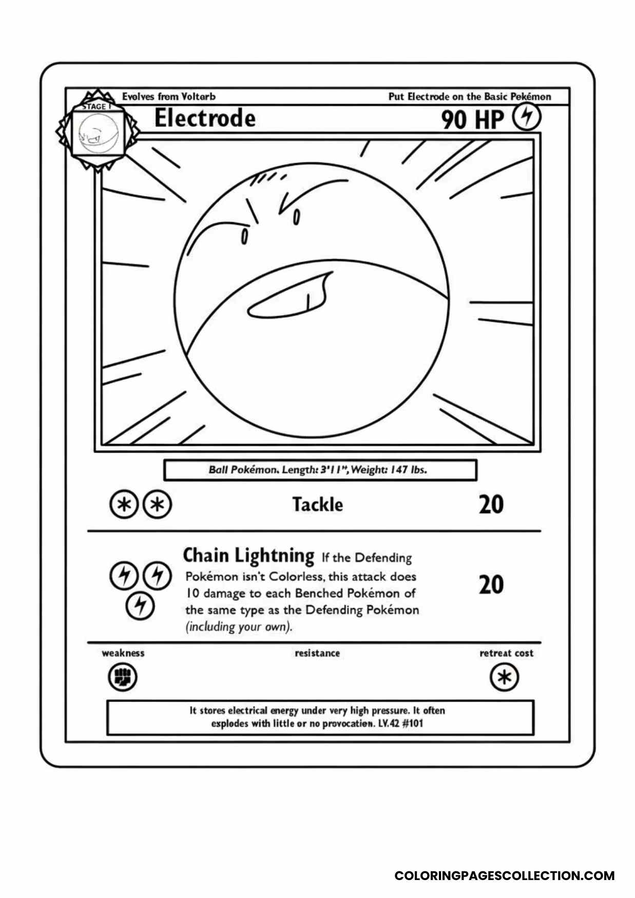 electrode pokemon card coloring page