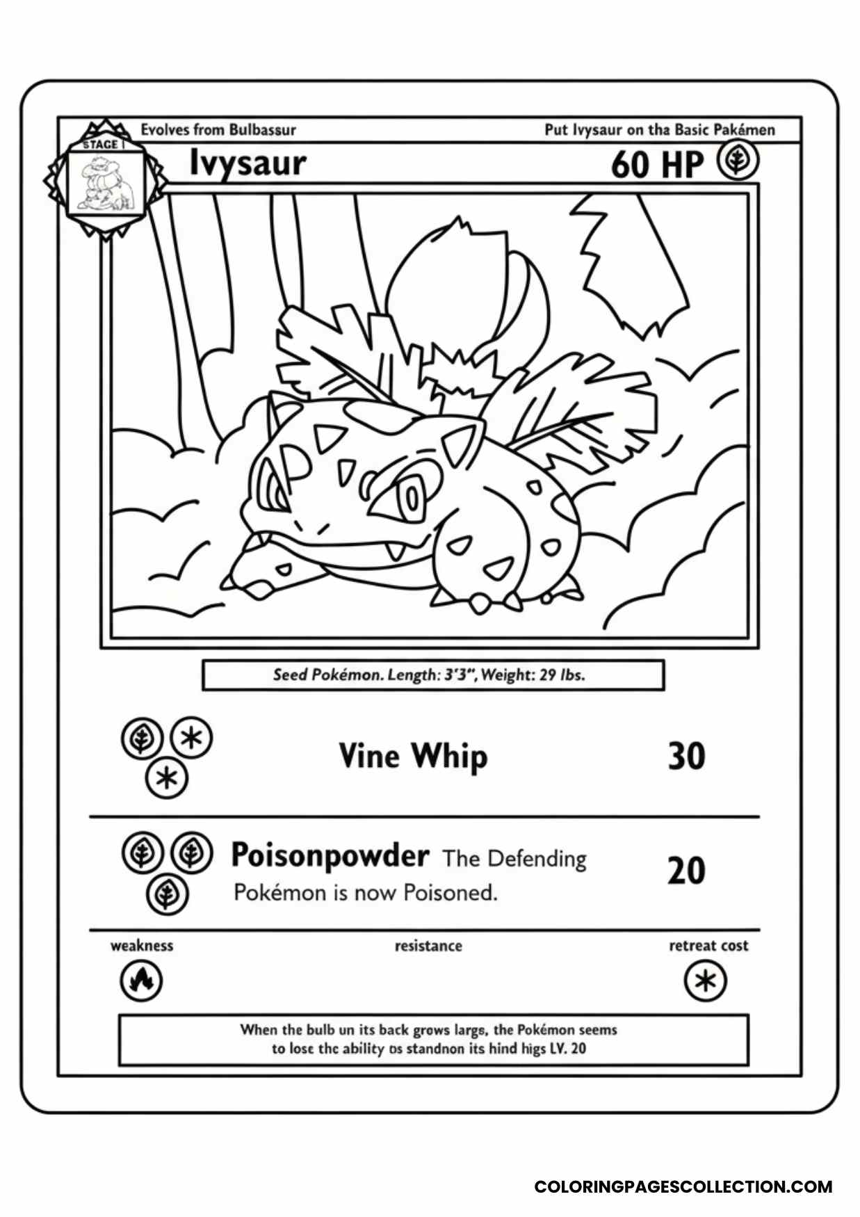 ivysaur pokemon card coloring page